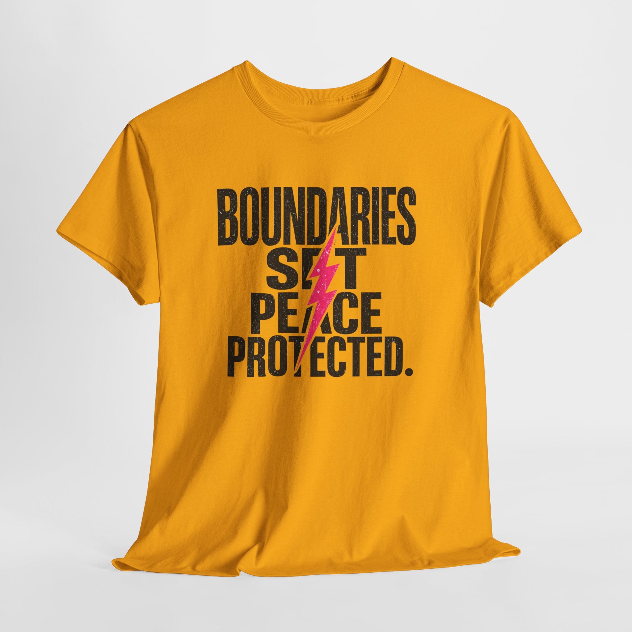 Boundaries Set, Peace Protected T-Shirt — Empowerment Tee with Lightning Bolt