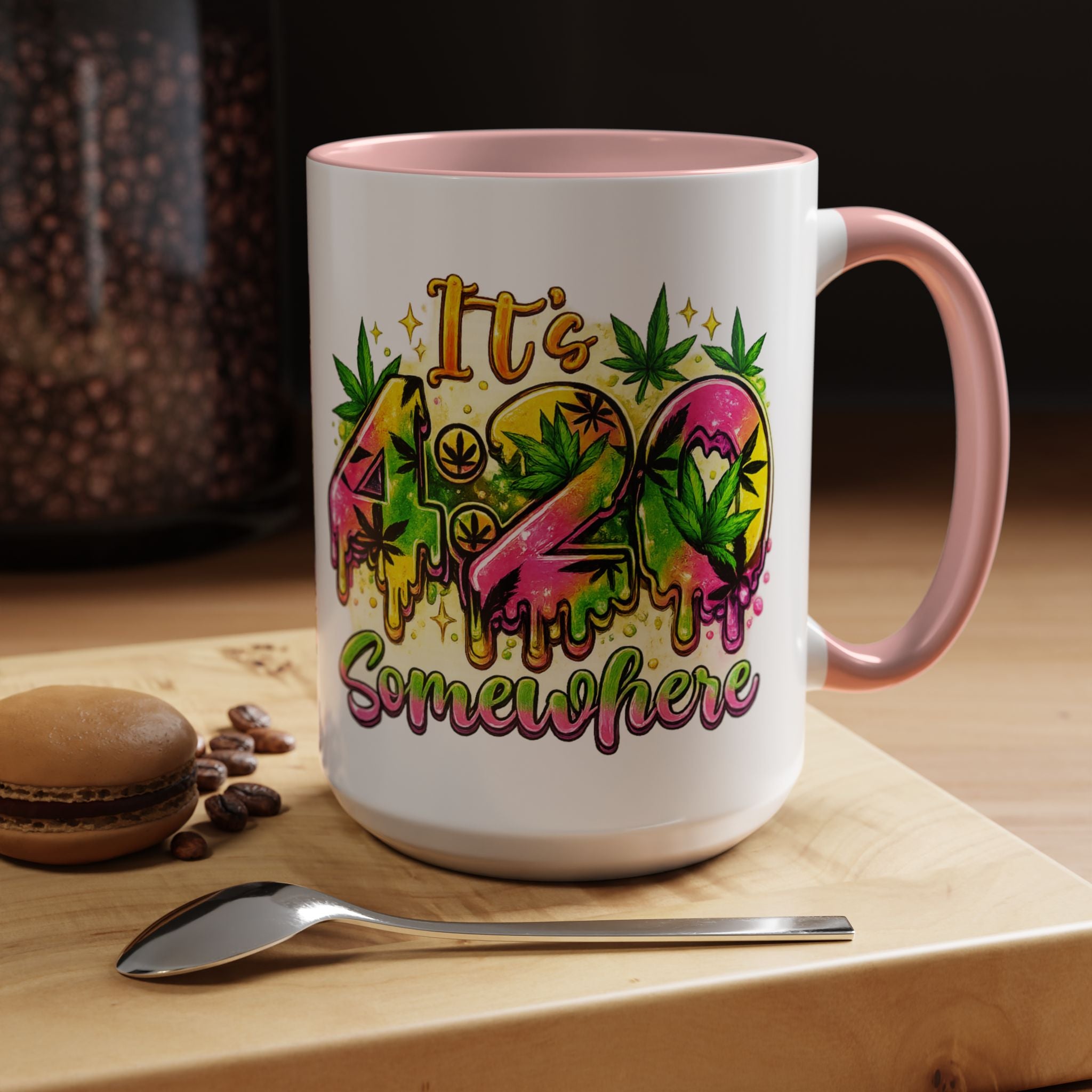 420 Coffee Mug — "It's 420 Somewhere" Accent Tea Cup, Weed-Themed Stoner Gift