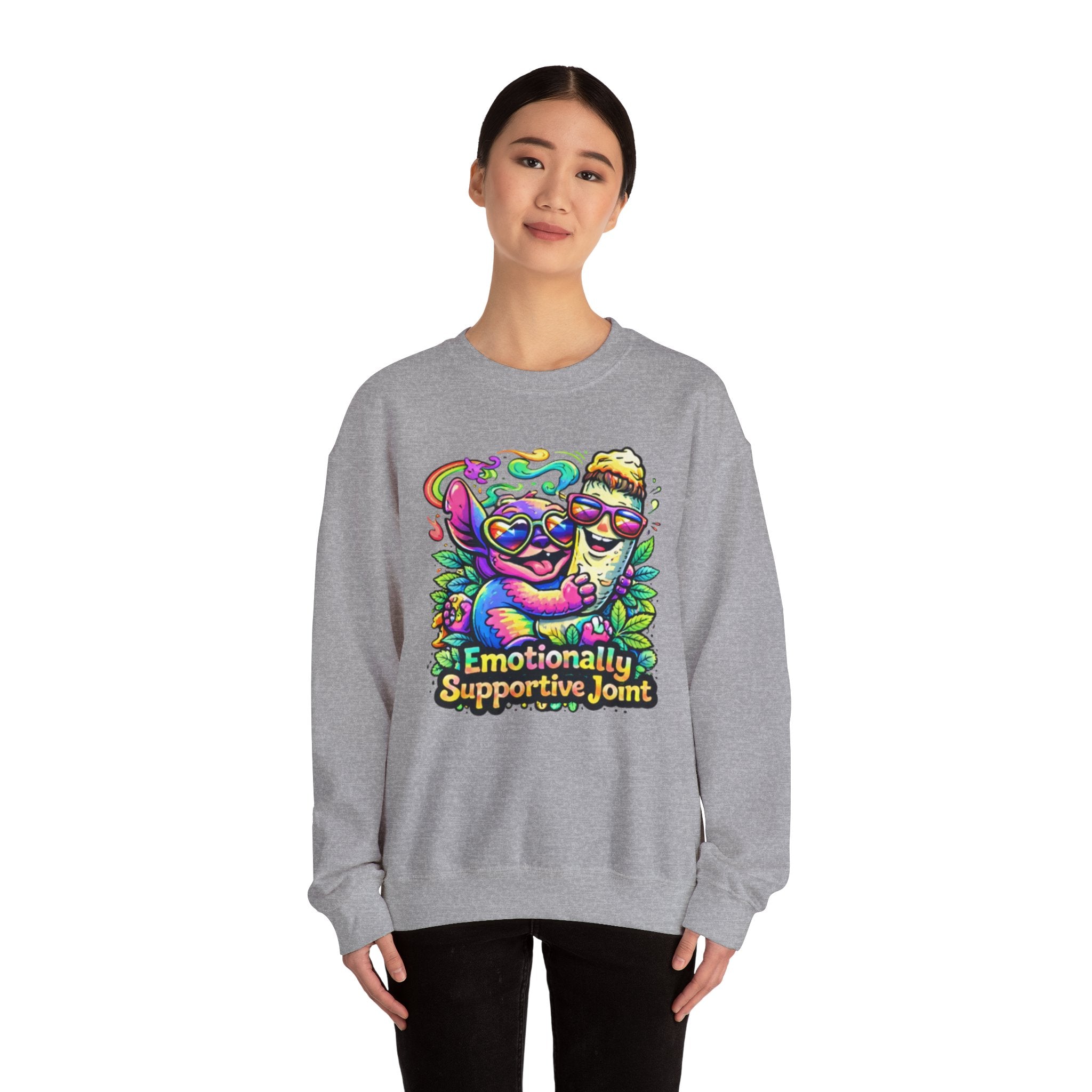 Emotionally Supportive Joint Sweatshirt — Cute Sloth & Joint Hug Graphic