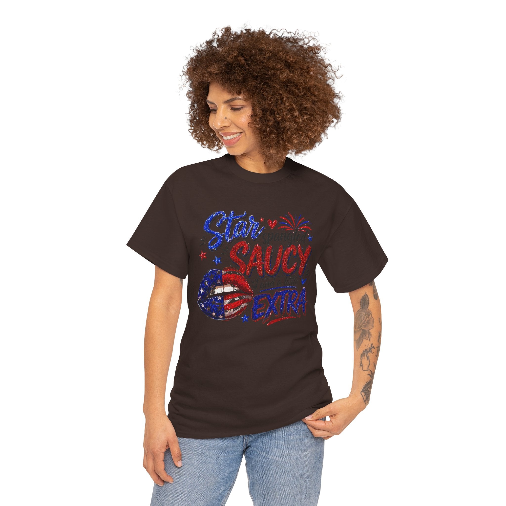 Patriotic “Star-Spangled Saucy & a Little Extra” Tee