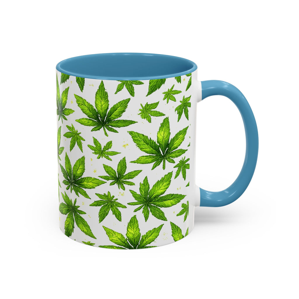 Cannabis Leaf Pattern Accent Coffee Mug – 11/15oz Ceramic