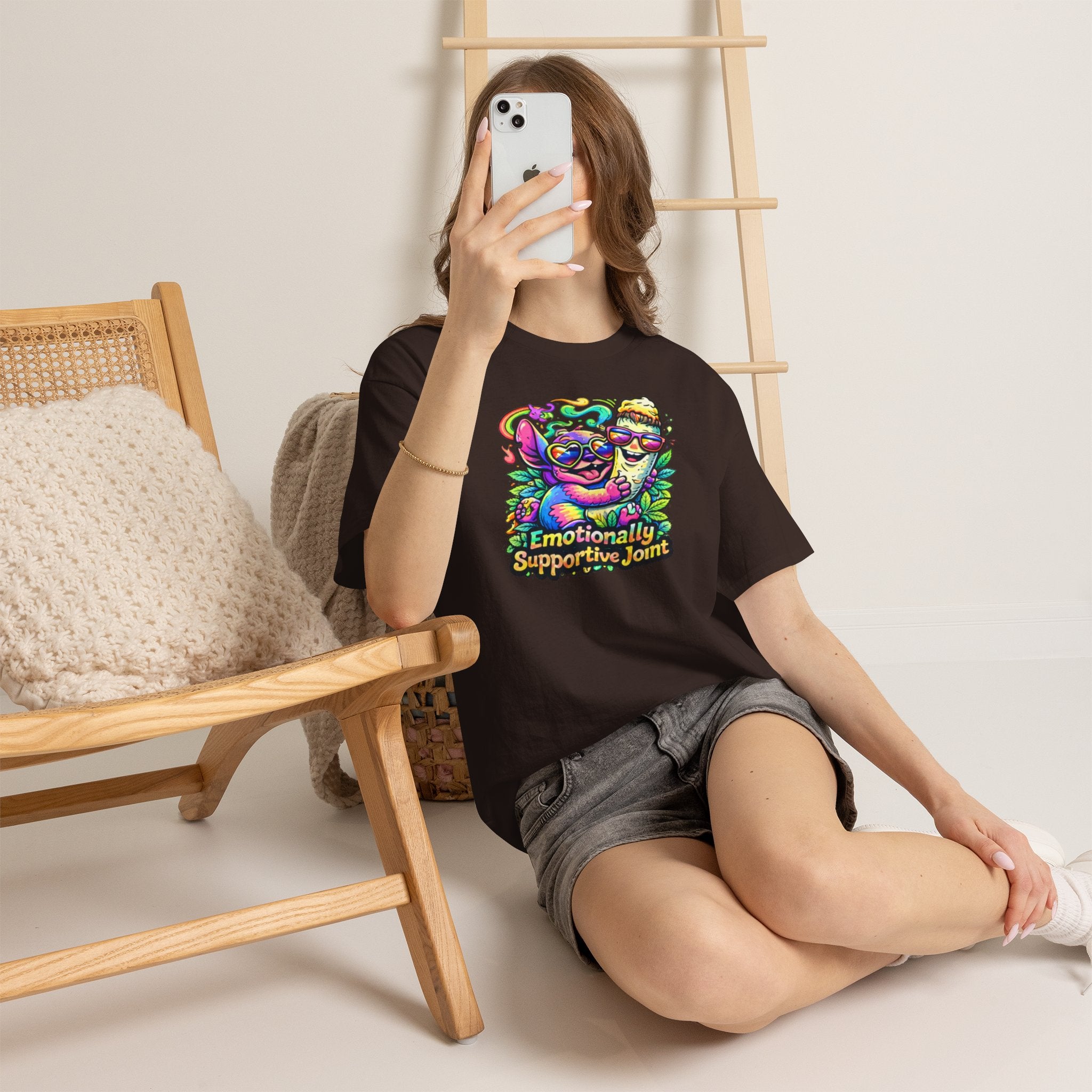 T-Shirt — "Emotionally Supportive Joint" Colorful Sloth & Ice Cream Graphic Tee