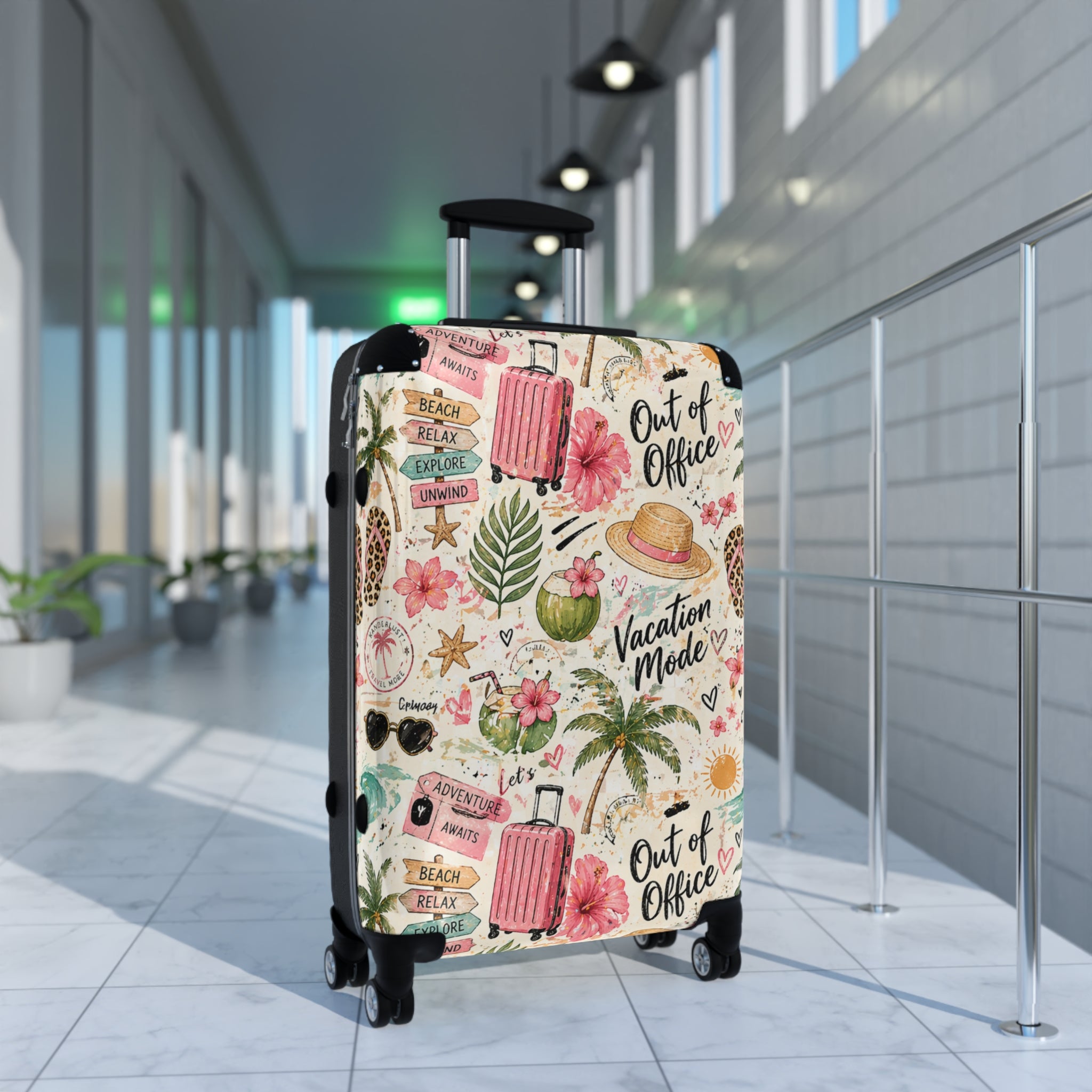 Suitcase - 'Vacation Mode' Tropical Carry-On Luggage Cover