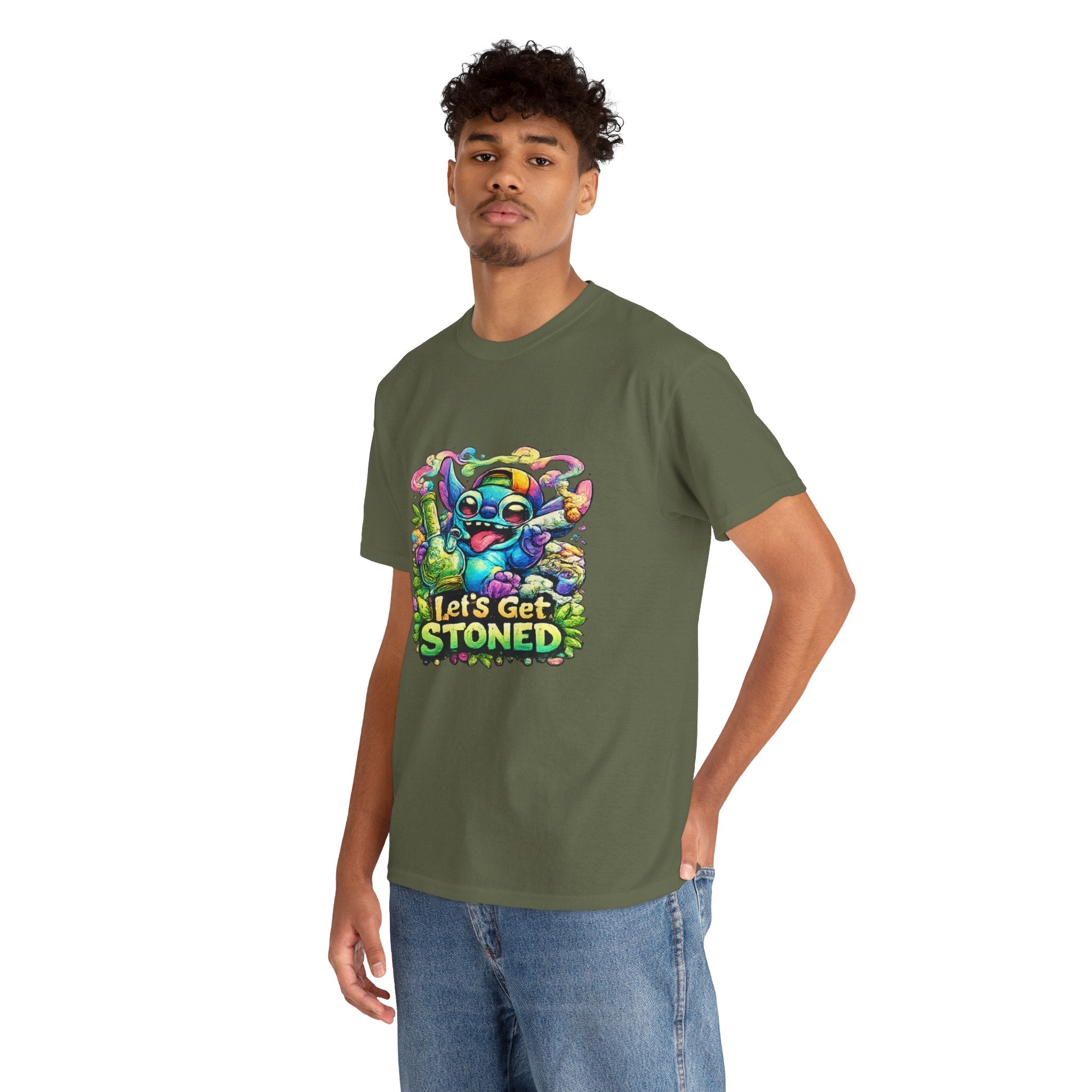 Let's Get Stoned T-Shirt — Colorful Trippy Alien Cannabis Tee