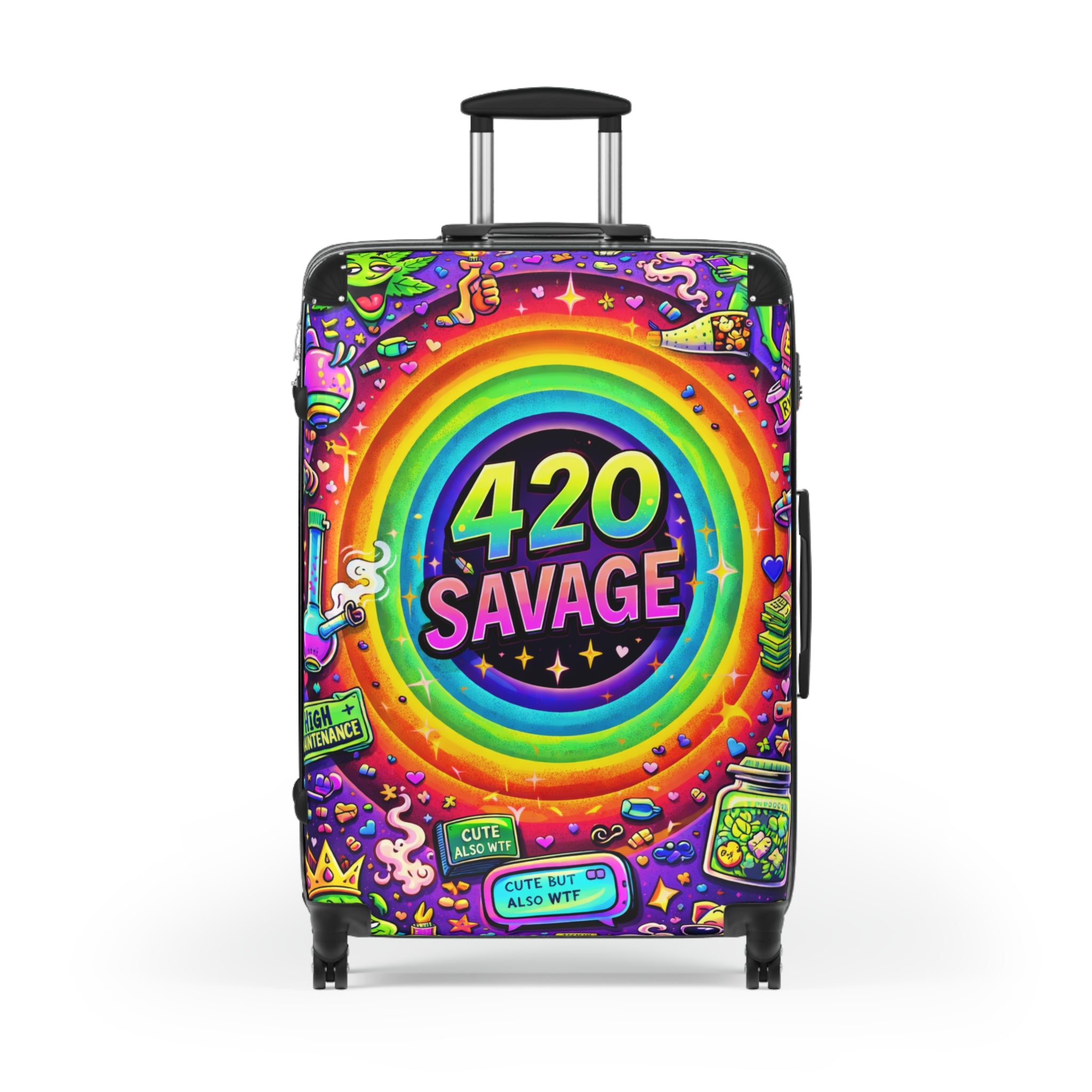 Suitcase — 420 Savage Colorful Rolling Luggage (Psychedelic Rainbow Travel Case)