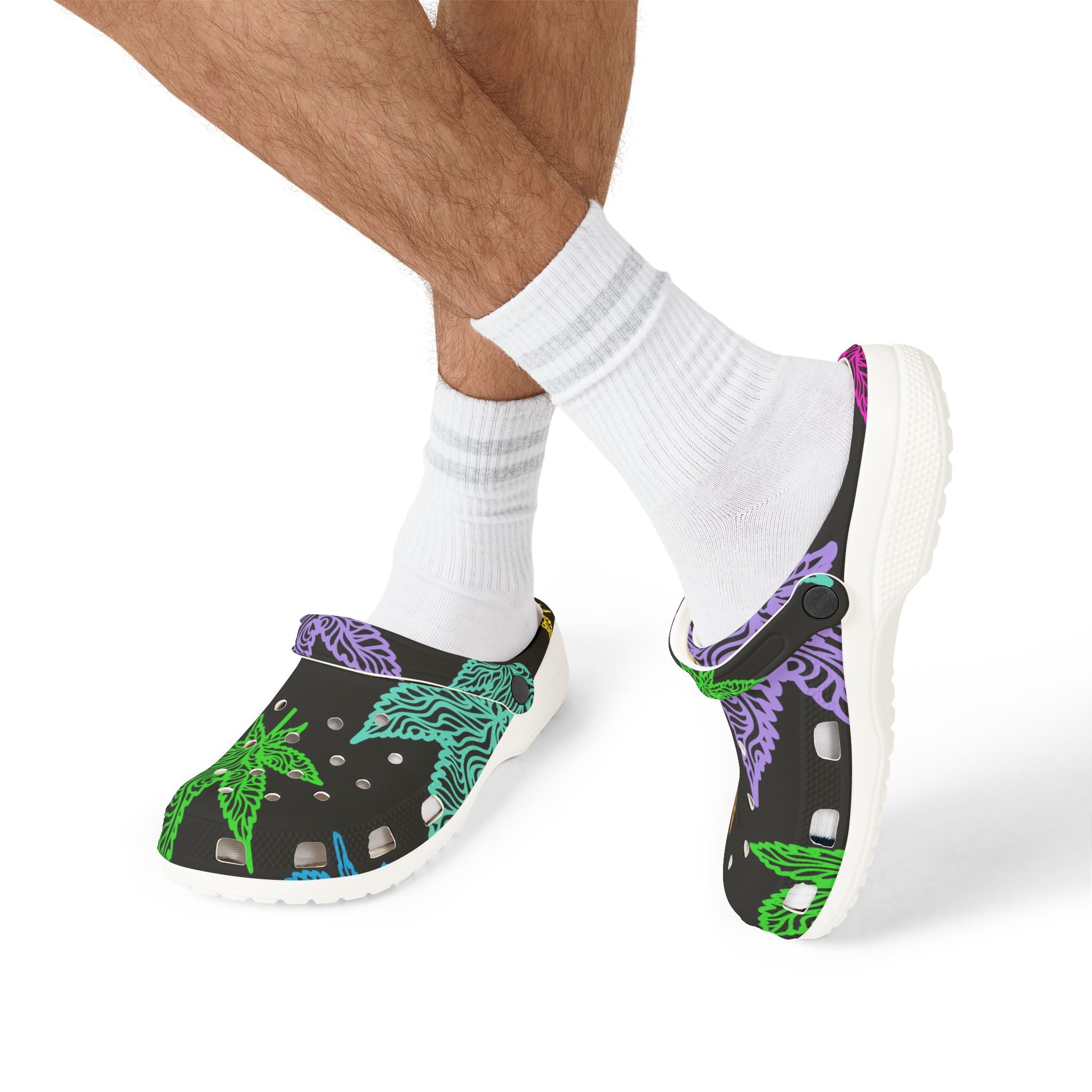 Leaf Print Foam Clogs – Colorful Cannabis Pattern EVA Shoes