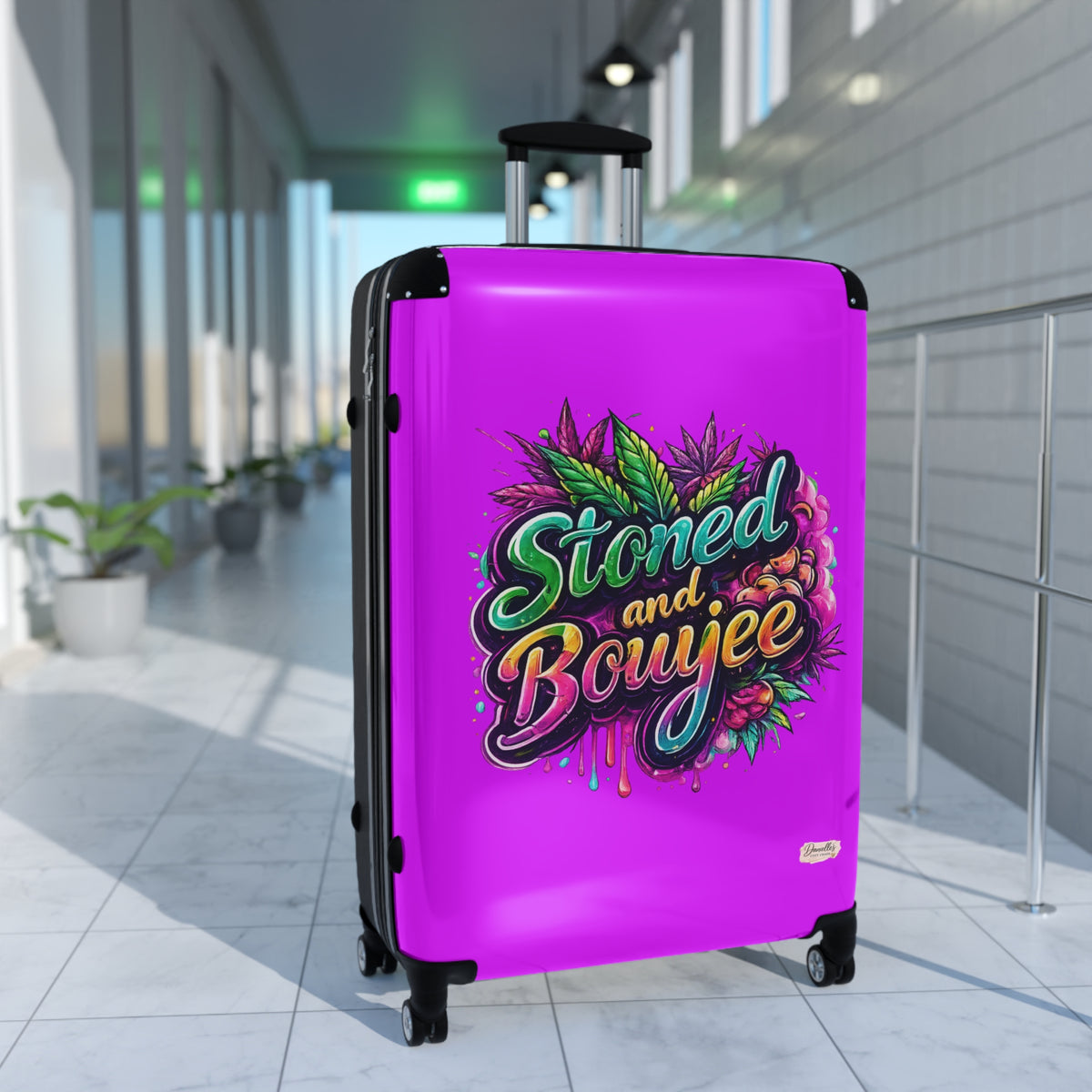 Stoned and Boujee Carry-On Suitcase – Colorful Cannabis Travel Luggage