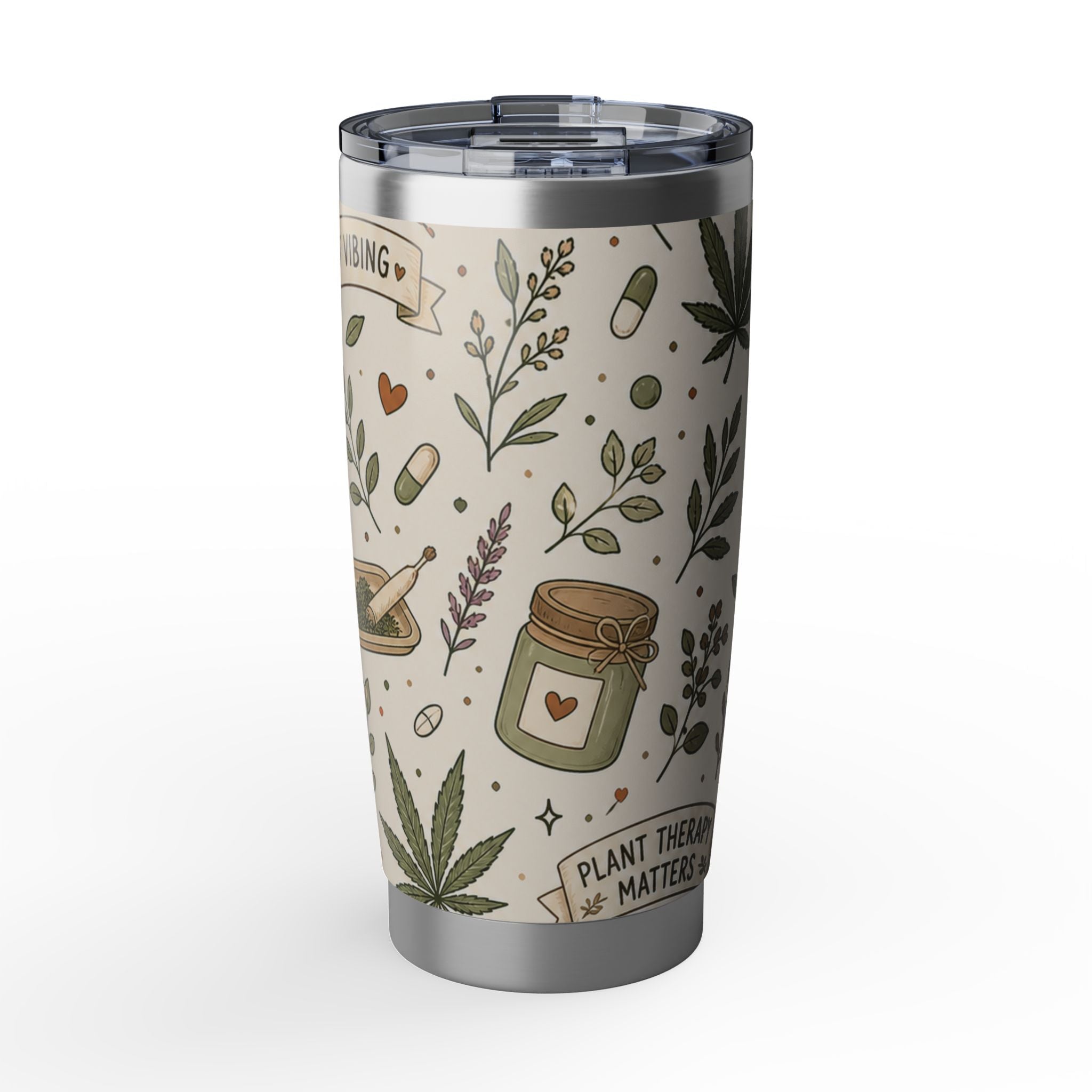 Herbal Reset 20oz Tumbler — Botanical Cannabis Leaf Travel Cup