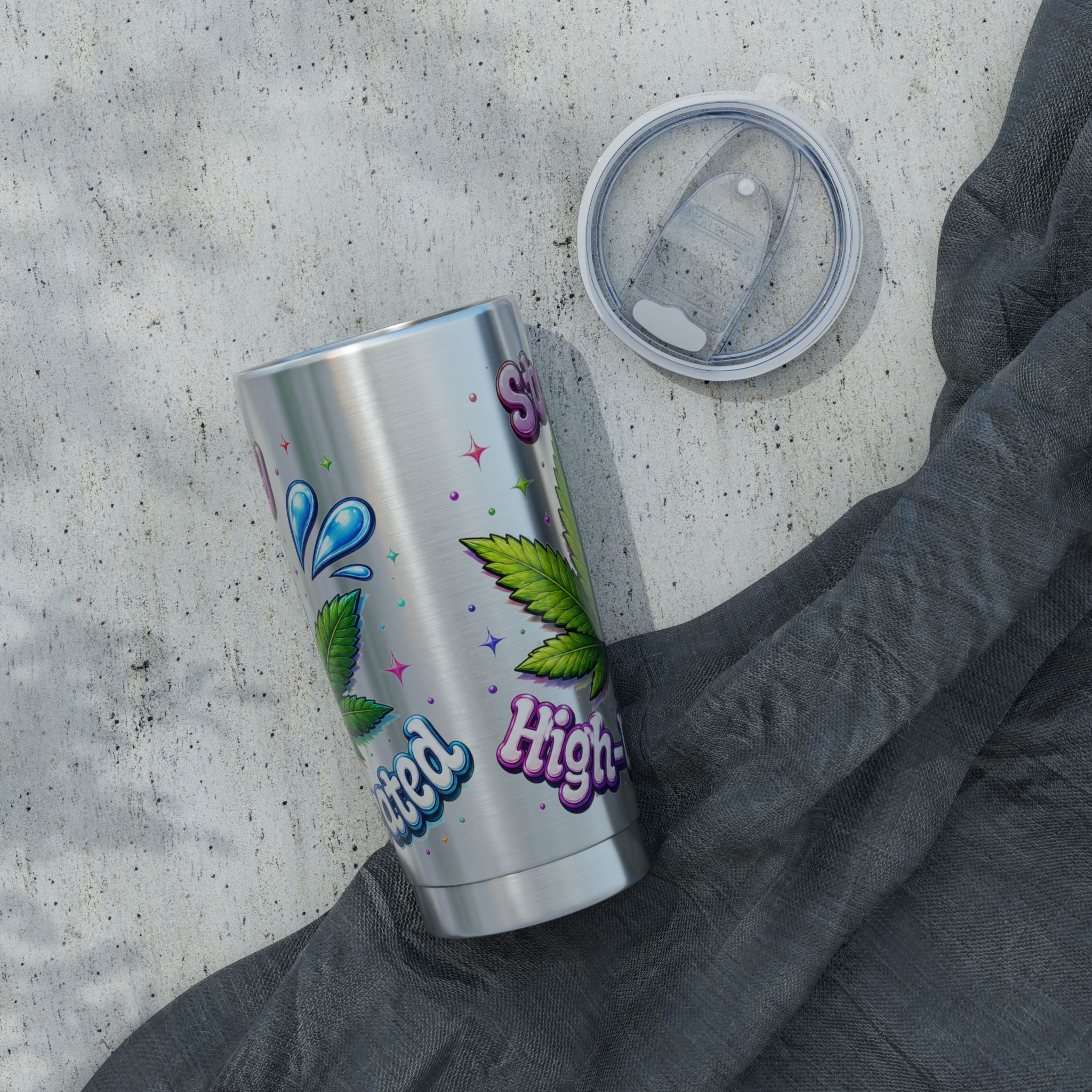 20oz Stainless Tumbler — 'Highly Hydrated' Leaf Graphic