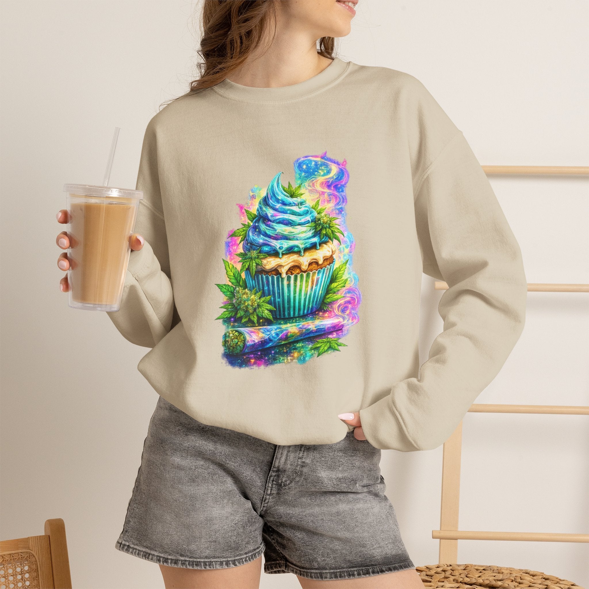 Cupcake Fantasy Sweatshirt – Colorful Psychedelic Bakery Art Crewneck