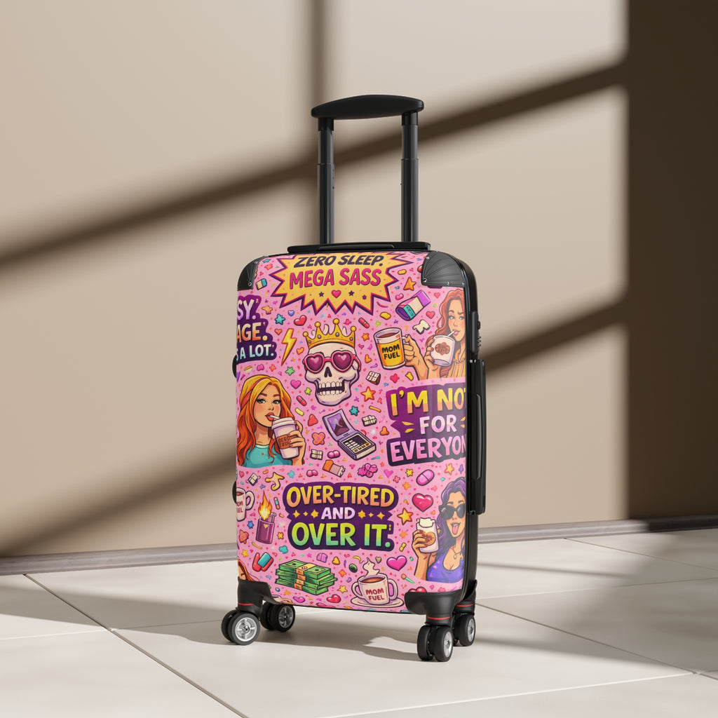 Carry-On Suitcase — "Over-Tired and Over It" Pink Sassy Travel Luggage