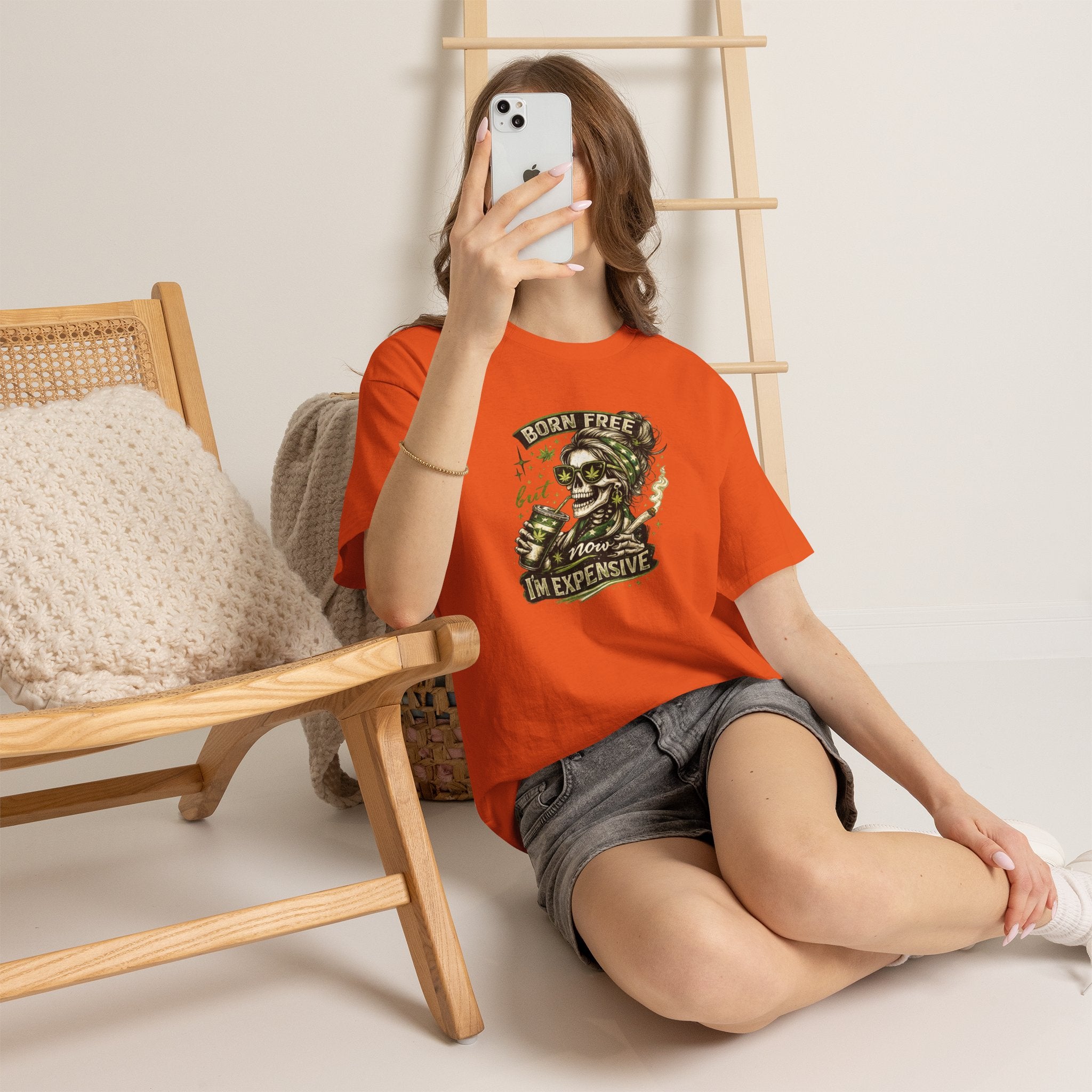 T-Shirt — "Born Free But Now I’m Expensive" Skull Graphic Tee