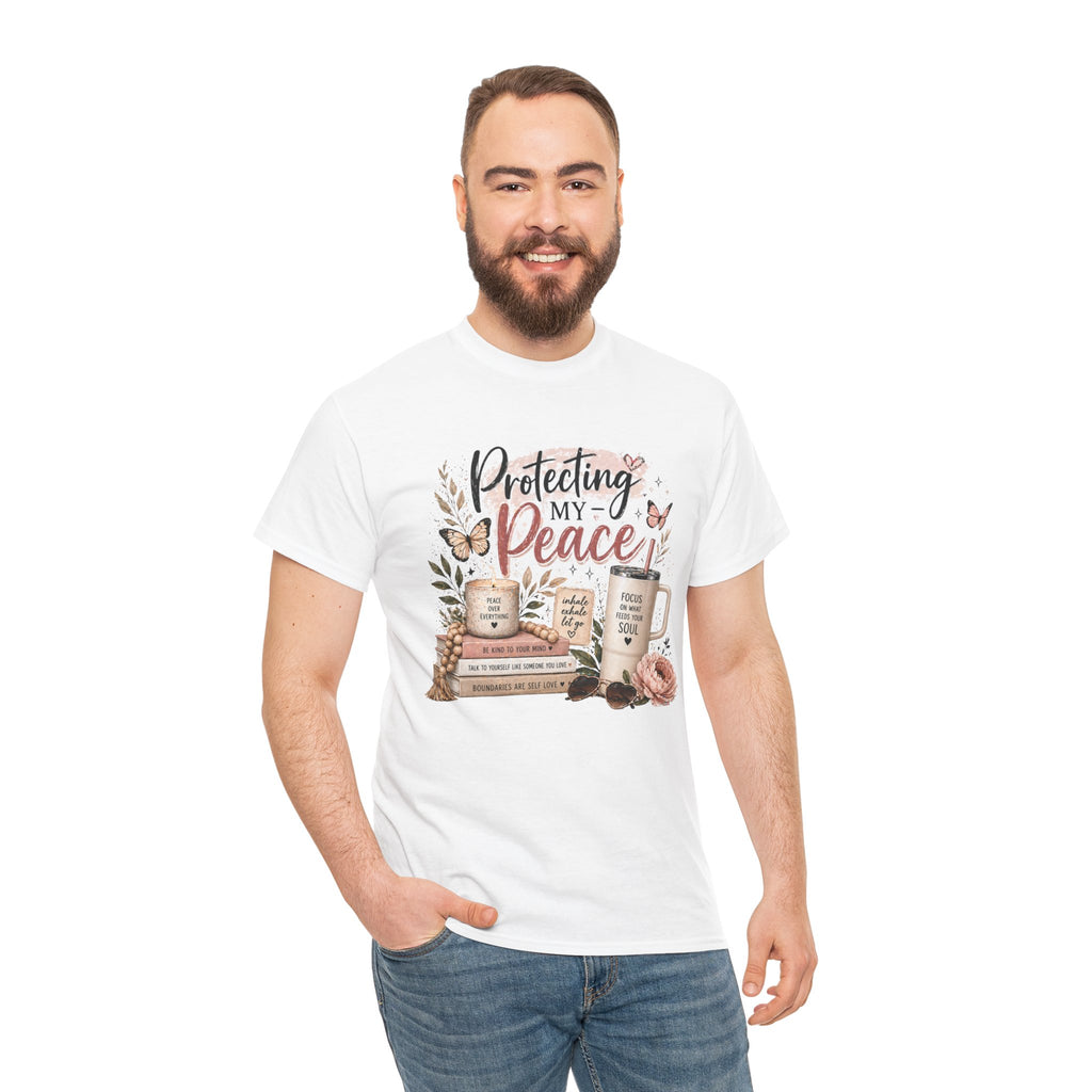 Protecting My Peace T-Shirt — Cozy Floral Coffee & Book Graphic Tee