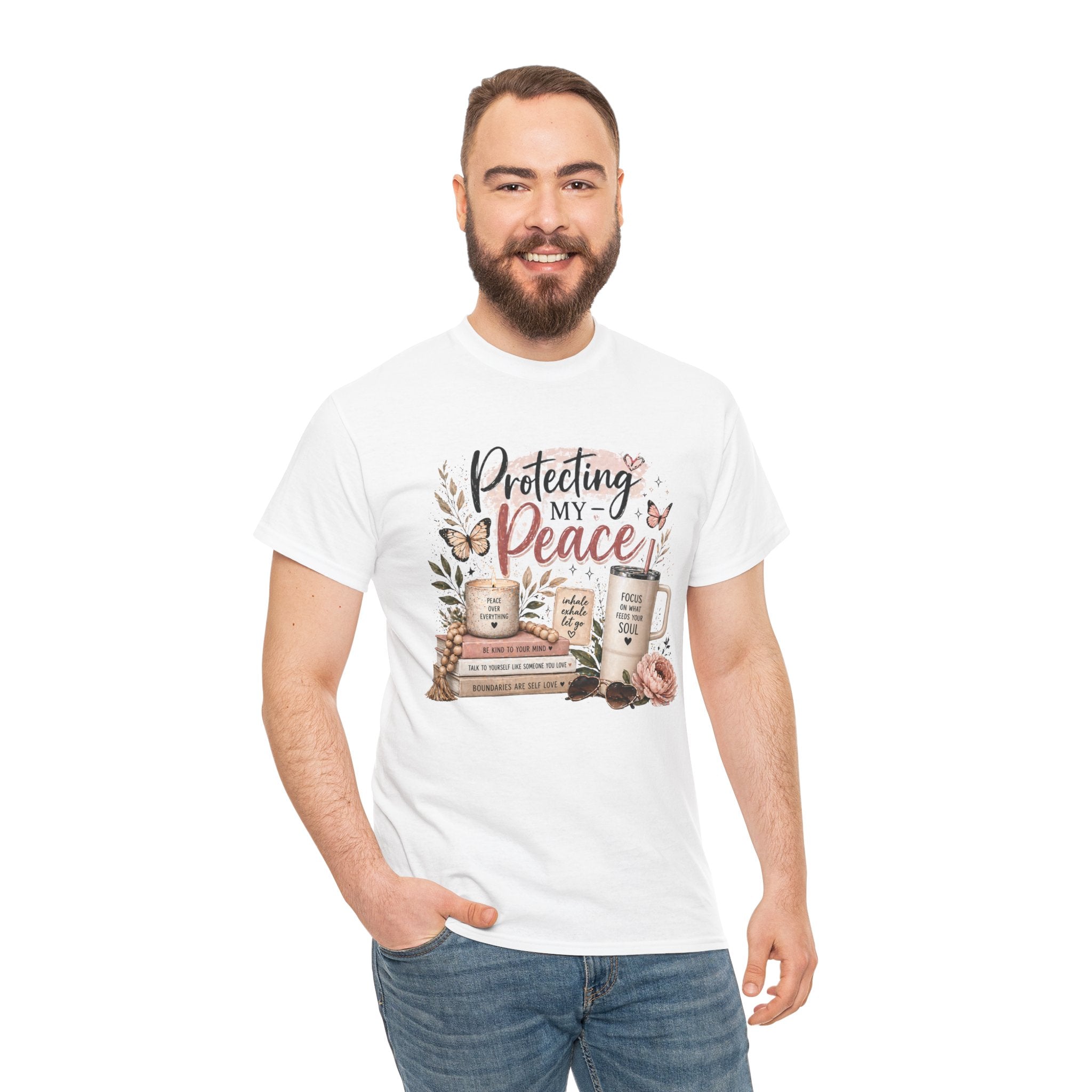 Protecting My Peace T-Shirt — Cozy Floral Coffee & Book Graphic Tee