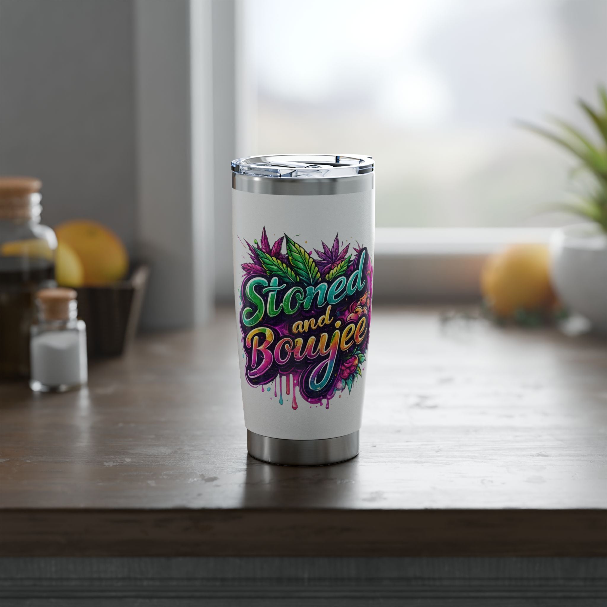 Vagabond 20oz Tumbler — Colorful 'Stay Bree' Floral Stainless Travel Mug