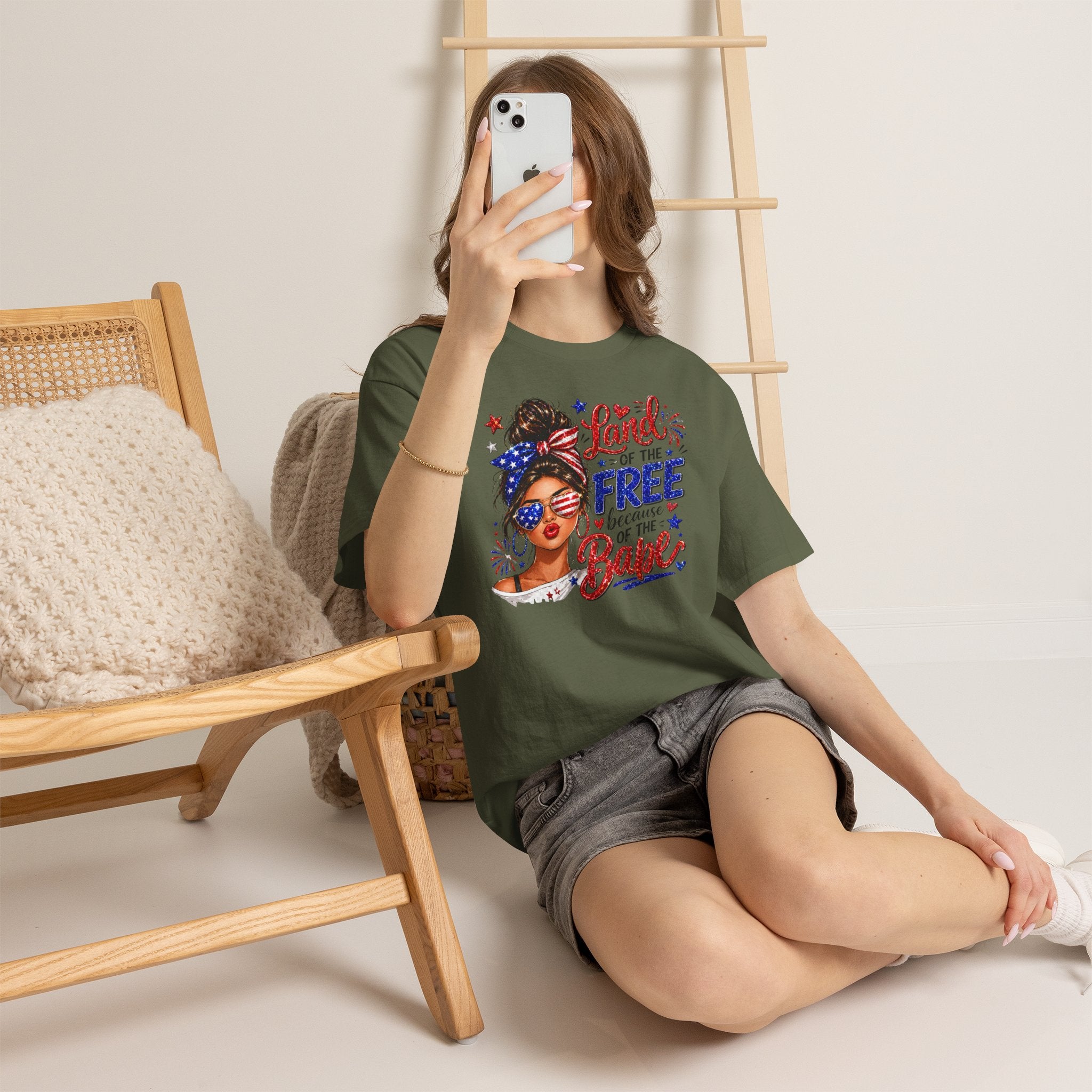 Patriotic Babe T-Shirt — “Land of the Free Because of the Babe” 4th of July Tee