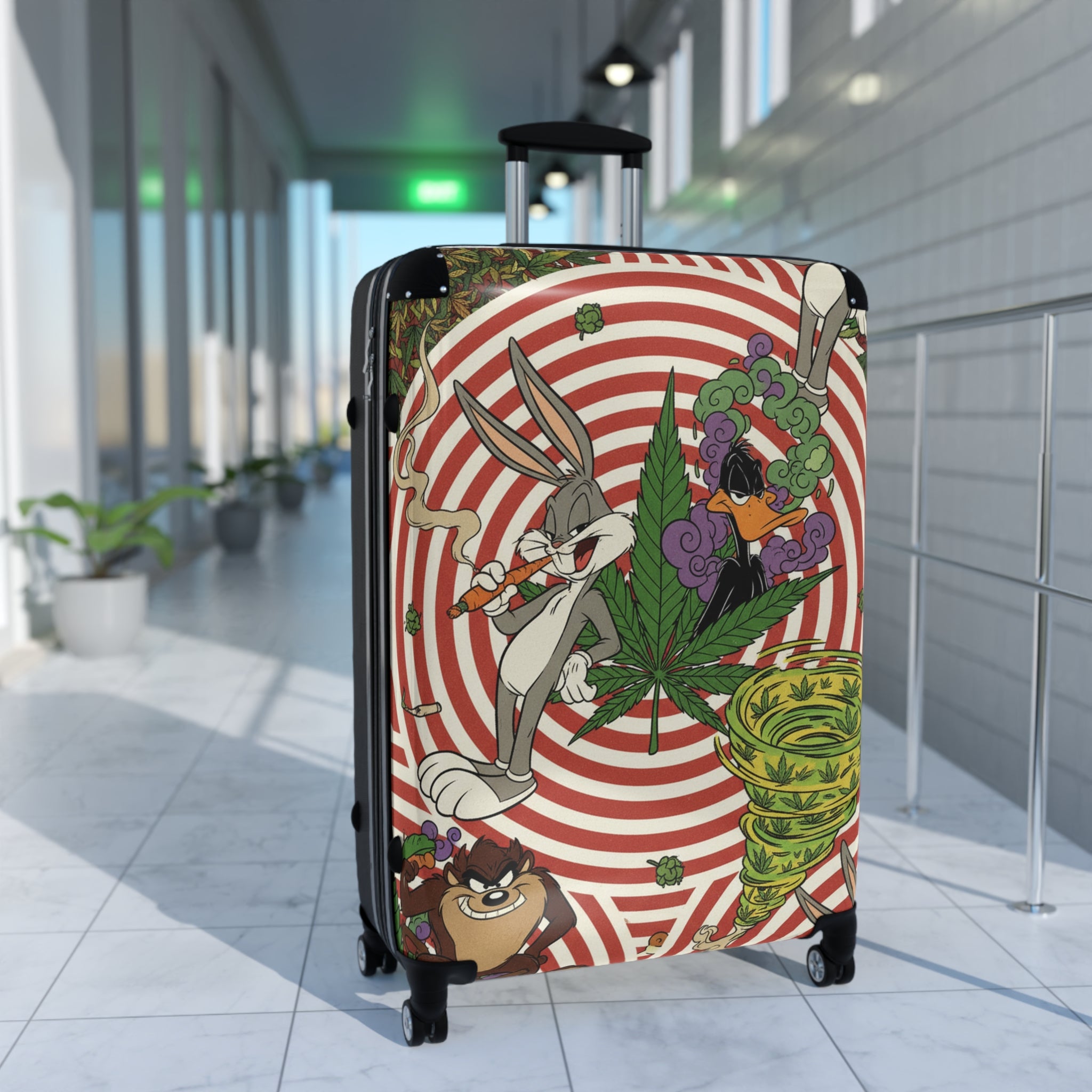 Cannabis Cartoon Suitcase – Retro Bugs Bunny & Daffy Luggage
