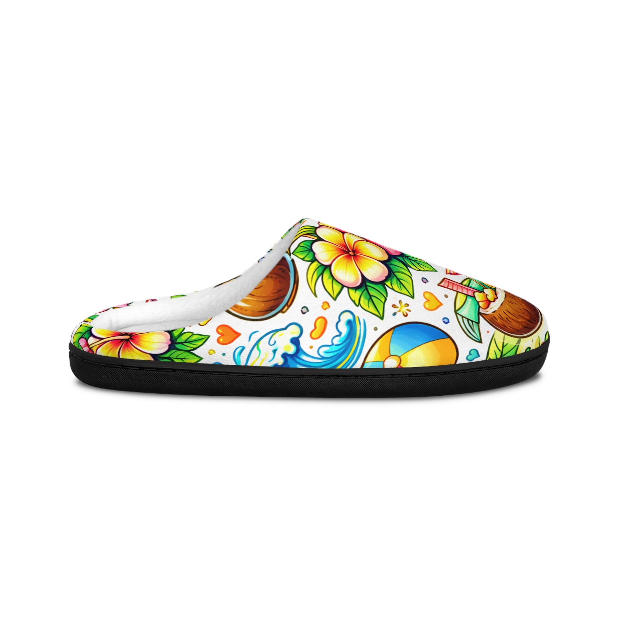 Tropical Mushroom Floral Slippers — Colorful Hawaiian Indoor House Shoes