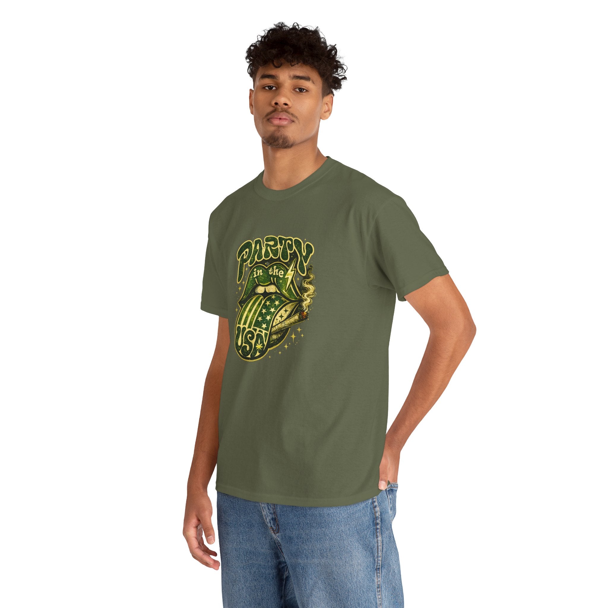 Party in the USA Graphic T-Shirt – Retro Rolling Tongue Design