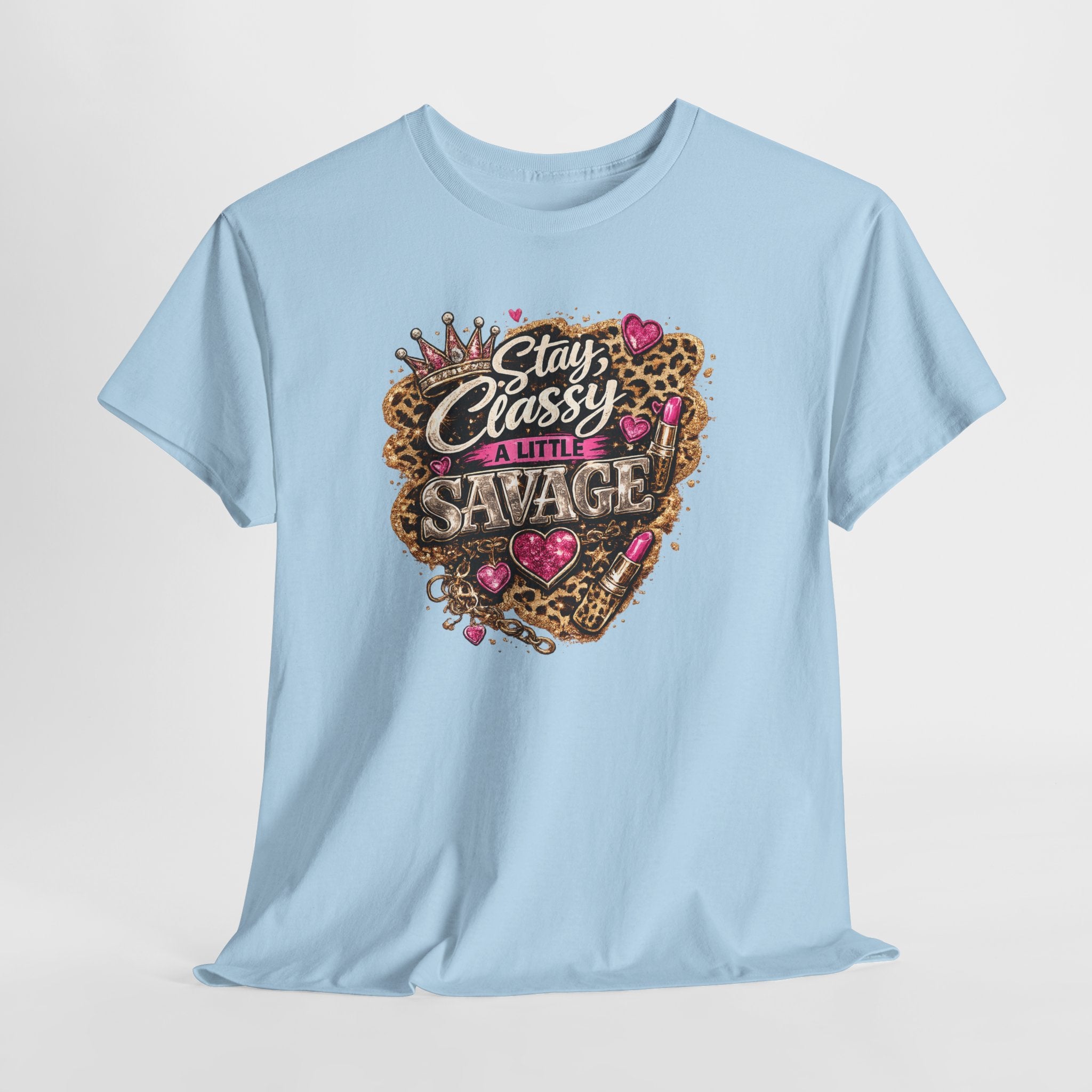 Stay Classy a Little Savage Tee — Leopard Heart Graphic T-Shirt
