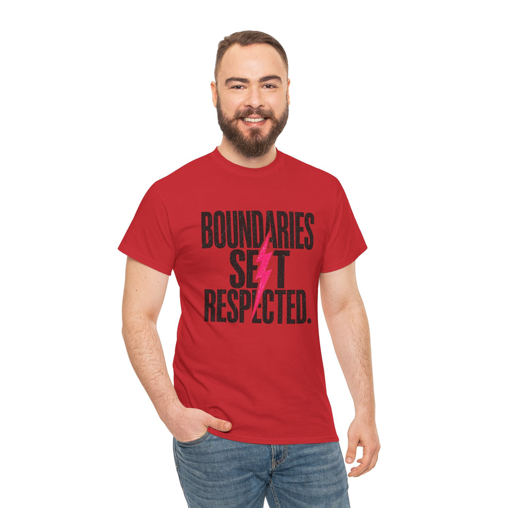 T-Shirt — "Boundaries Set. Respected." Lightning Bolt Graphic Tee