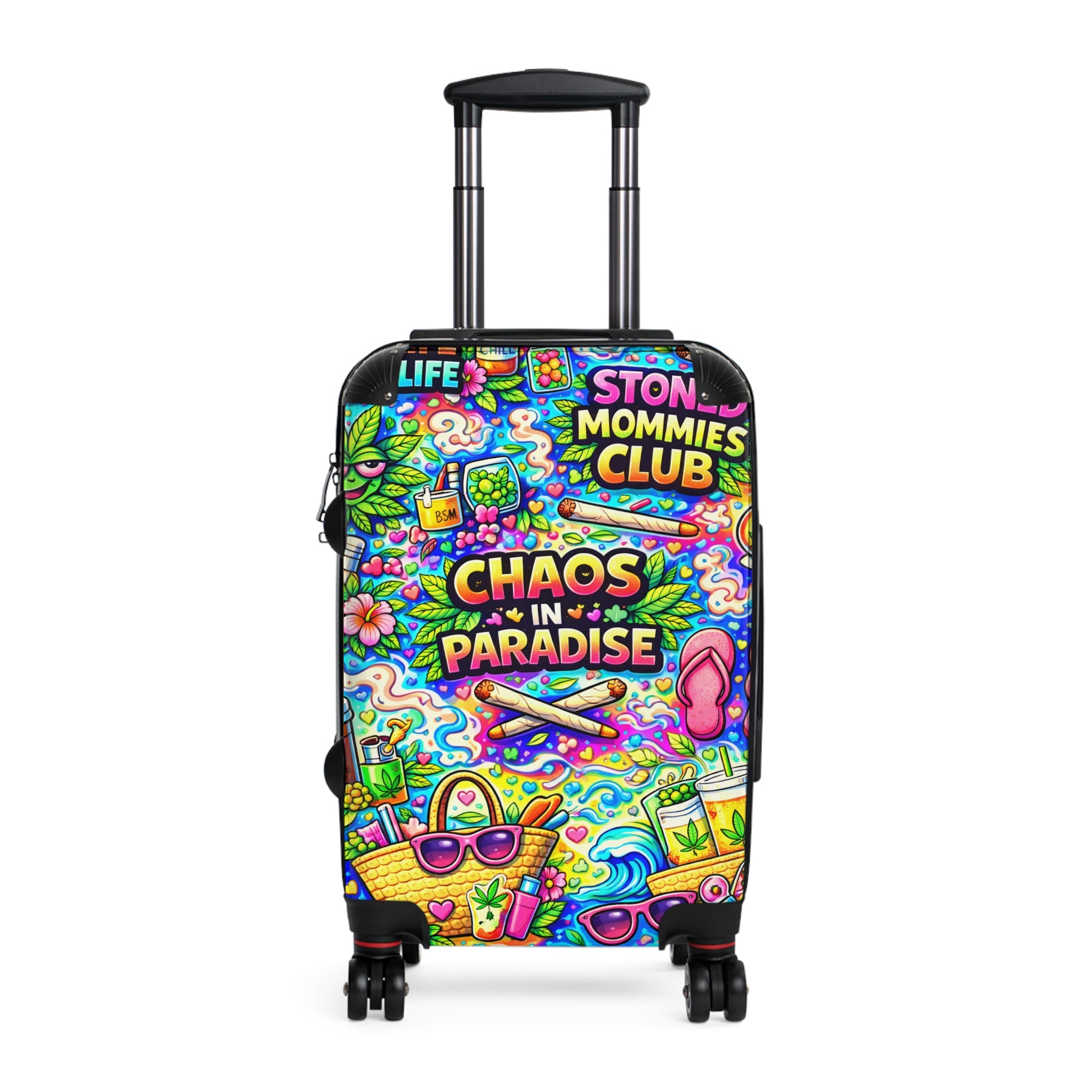 Chaos in Paradise Carry-On Suitcase — Colorful Stoner Mommies Club Travel Luggage