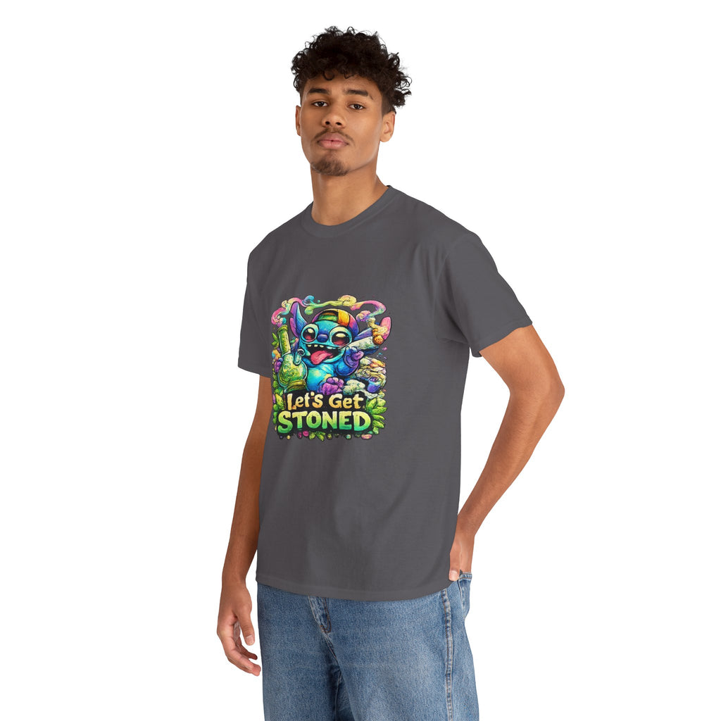 Let's Get Stoned T-Shirt — Colorful Trippy Alien Cannabis Tee