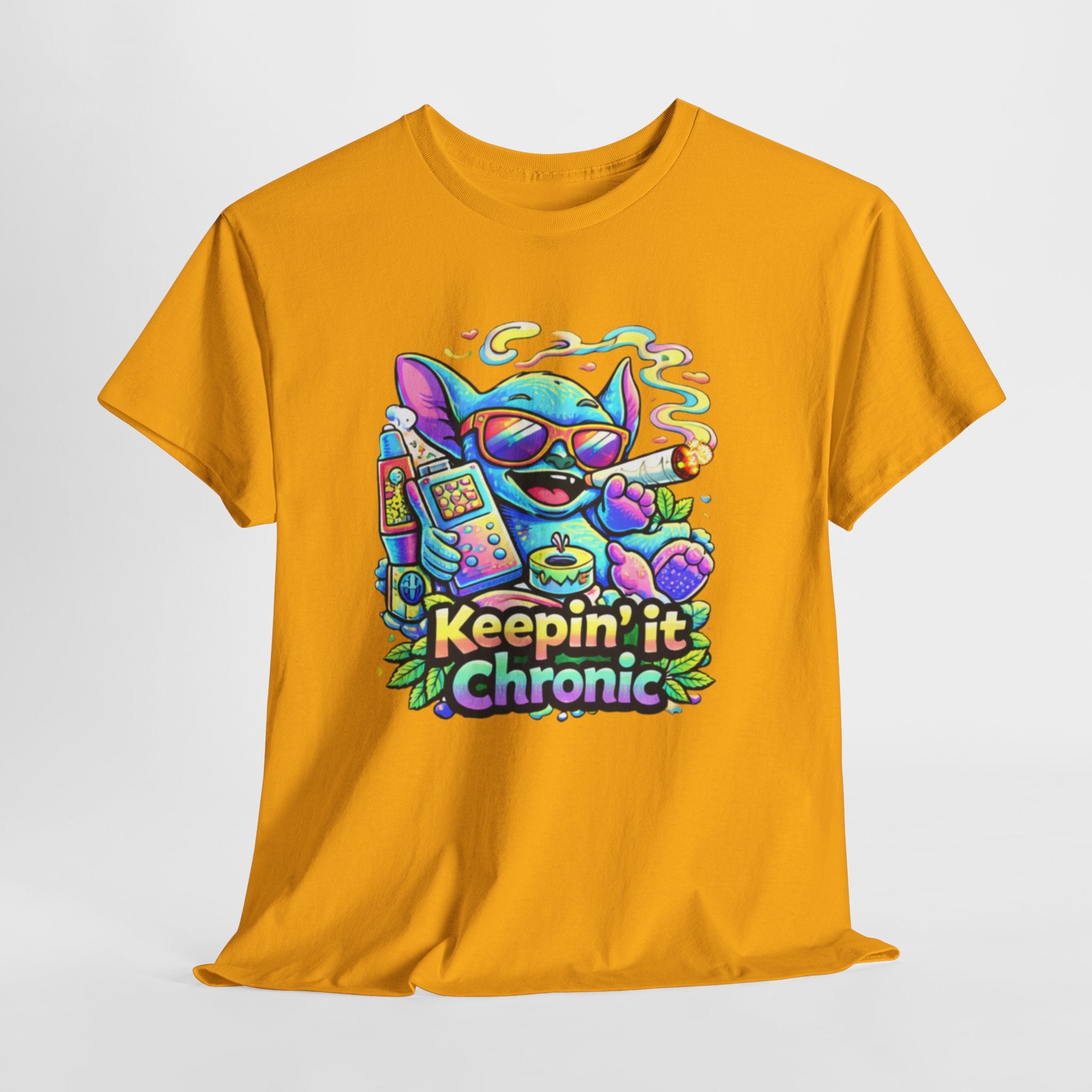 Keepin' It Chronic T-Shirt — Colorful Stoner Cat Graphic Tee