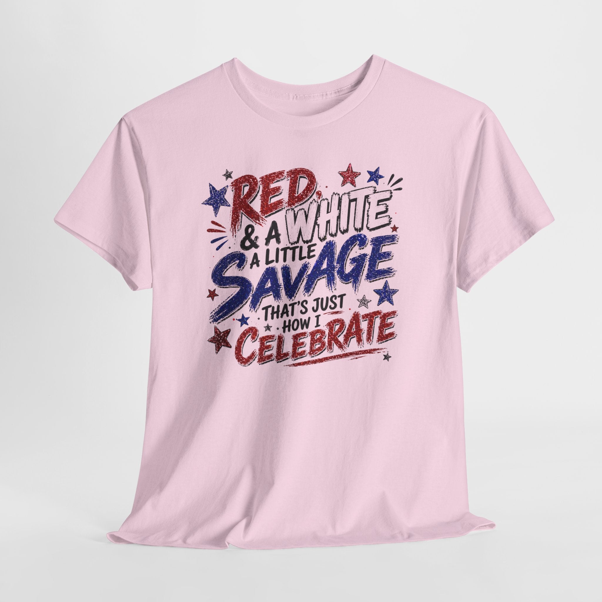 Patriotic Tee — “Red & White & a Little Savage” 4th of July Graphic Shirt