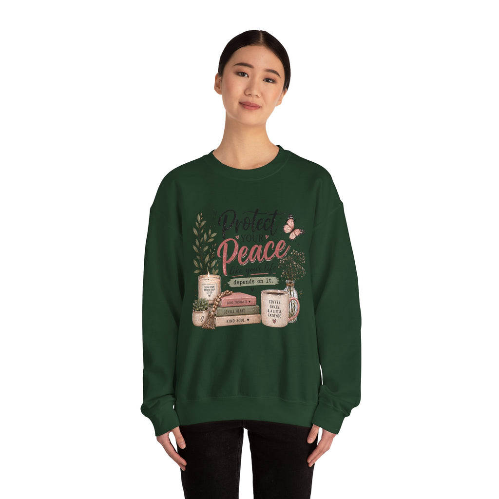 Protect Your Peace Crewneck Sweatshirt – Cozy Inspirational Quote Design