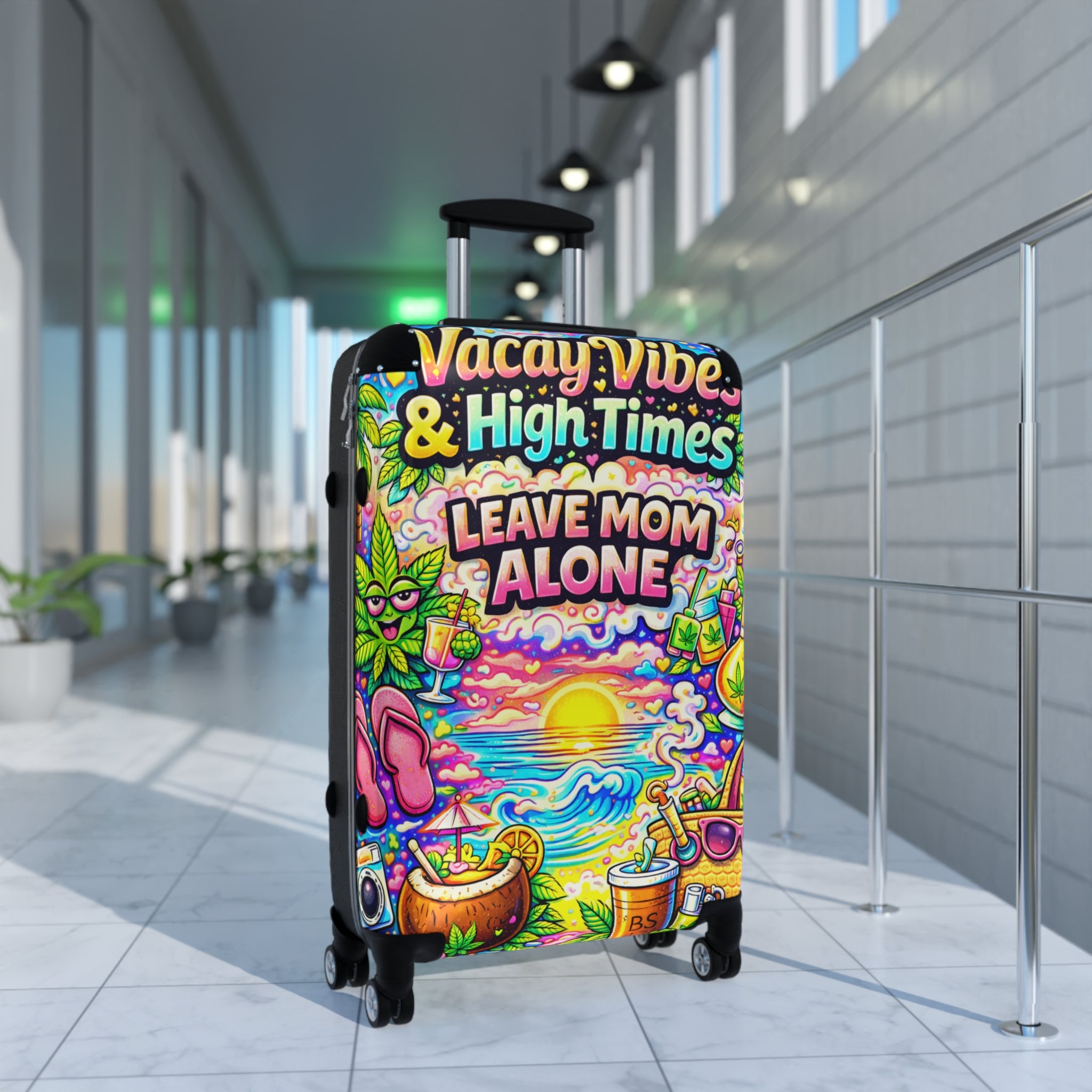 Leave Mom Alone Carry-On Suitcase – Colorful Beach Vibes Travel Luggage