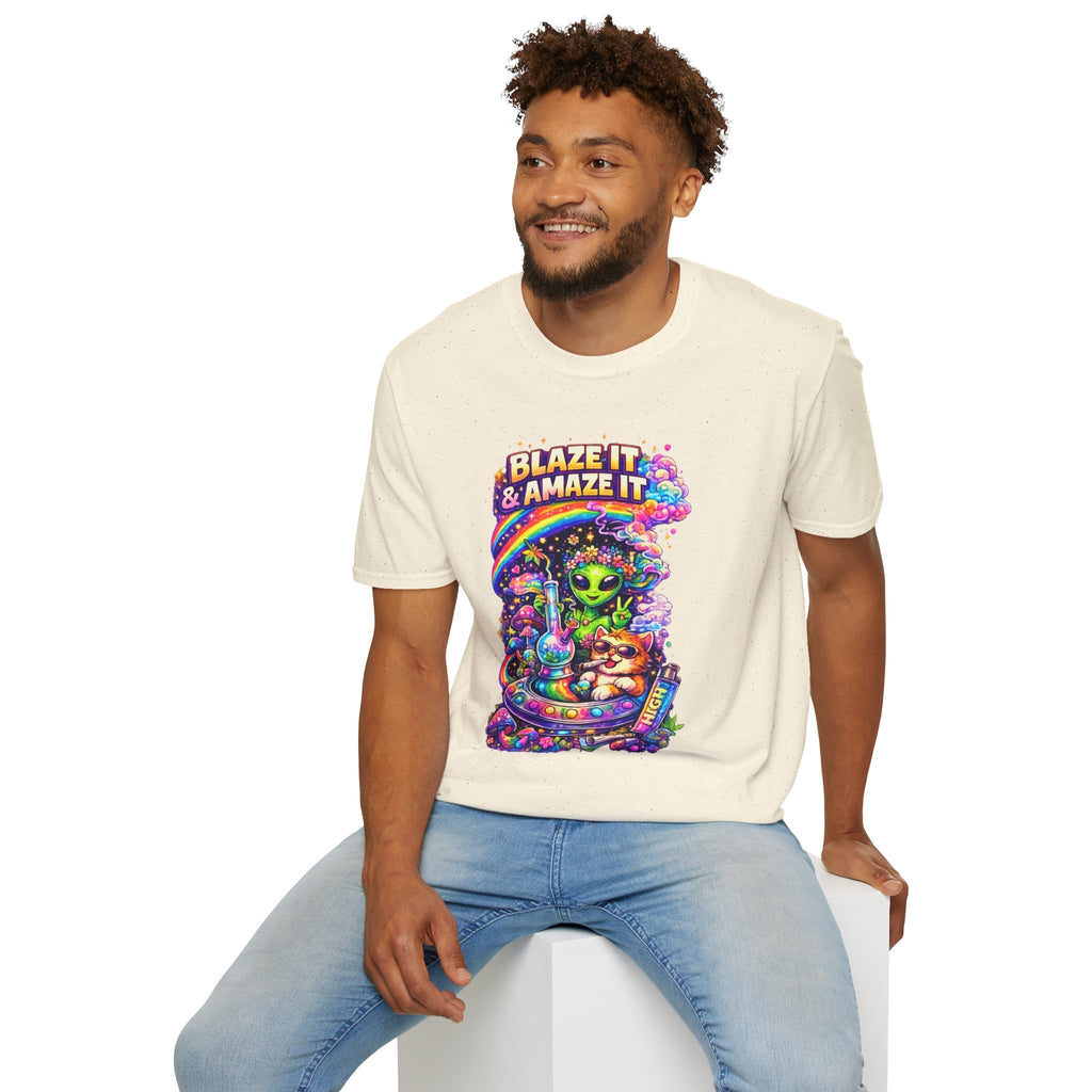 Alien Rainbow Tee - "Blaze It & Amaze It" Psychedelic Graphic T-Shirt