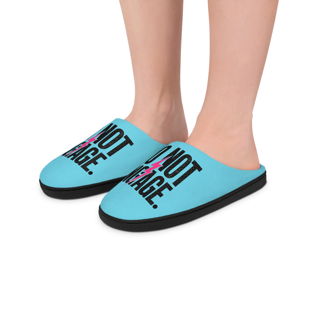 Do Not Engage Slippers — Women's Indoor Cozy Slip-On with Pink Lightning