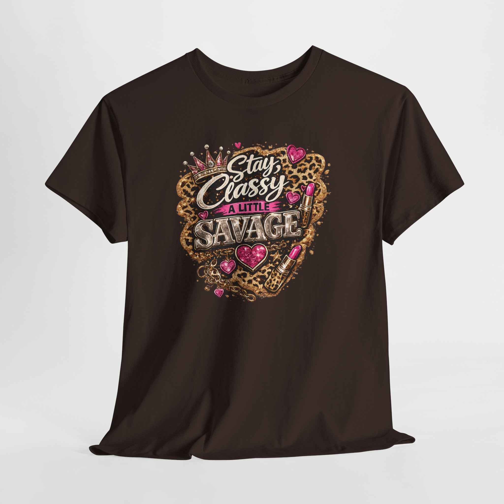 Stay Classy a Little Savage Tee — Leopard Heart Graphic T-Shirt