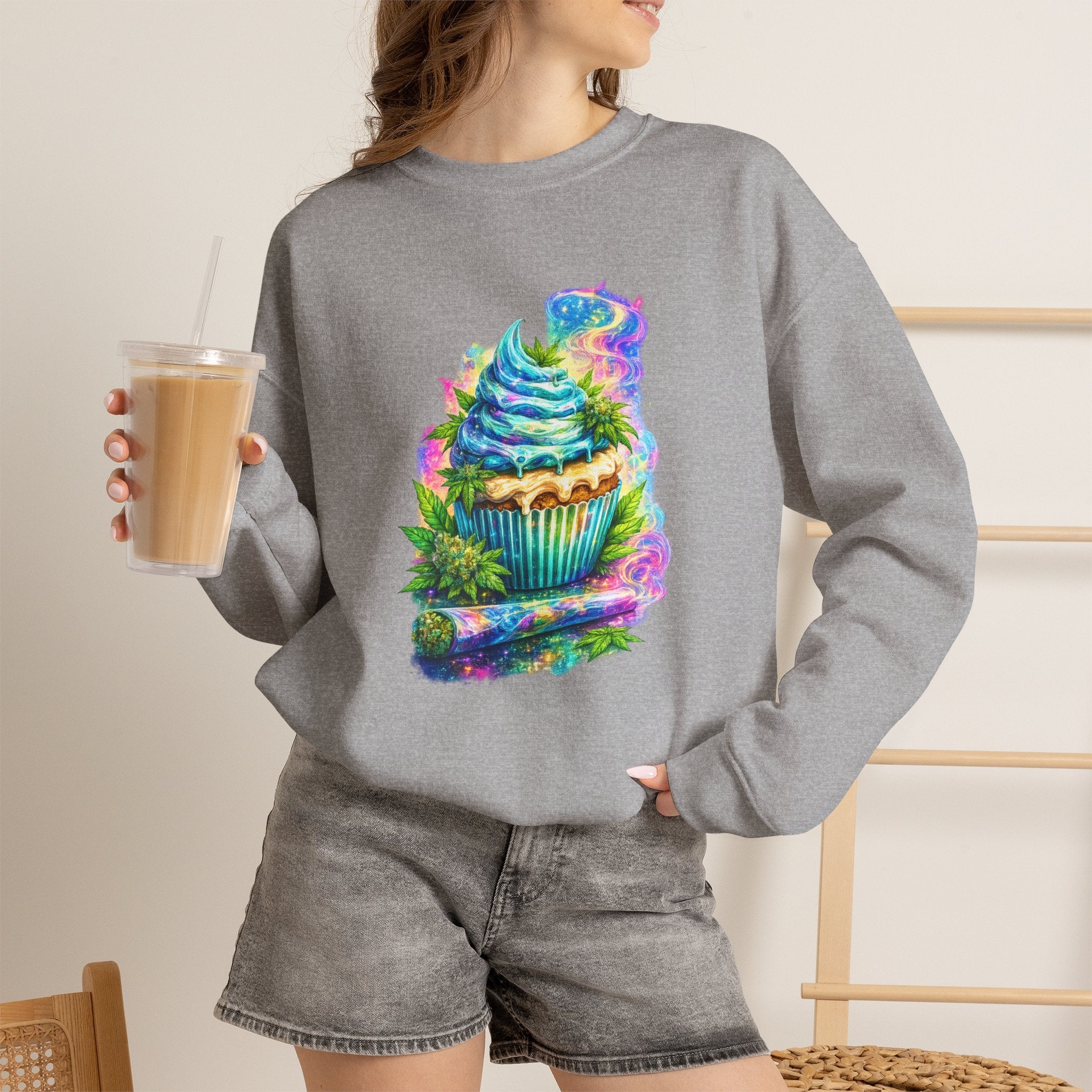 Cupcake Fantasy Sweatshirt – Colorful Psychedelic Bakery Art Crewneck