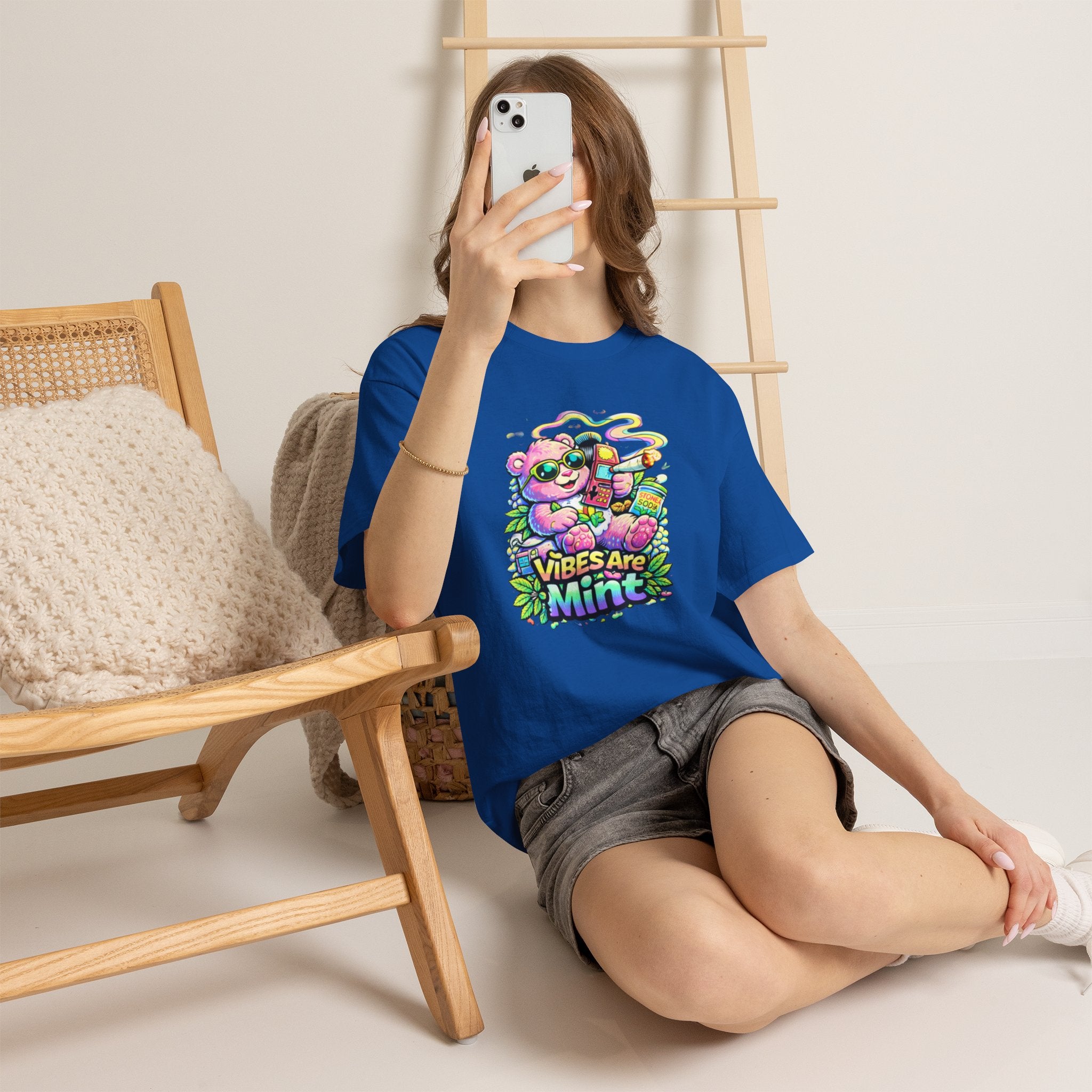 Mint Vibes Bear Tee — Cute Retro Cartoon Graphic T-Shirt