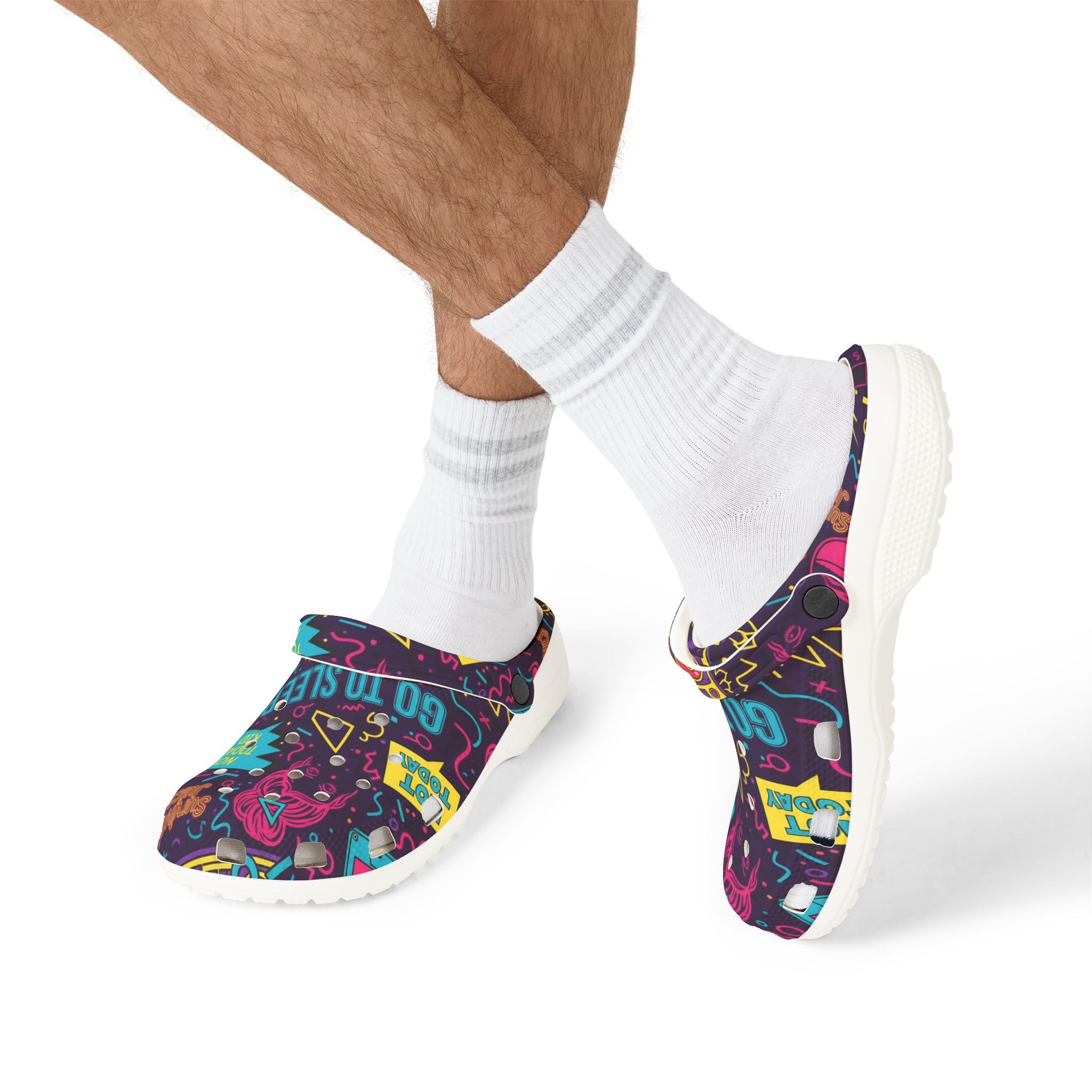 Neon Sleepy Vibes EVA Clogs — "Not Today Kid" Graphic Foam Shoes