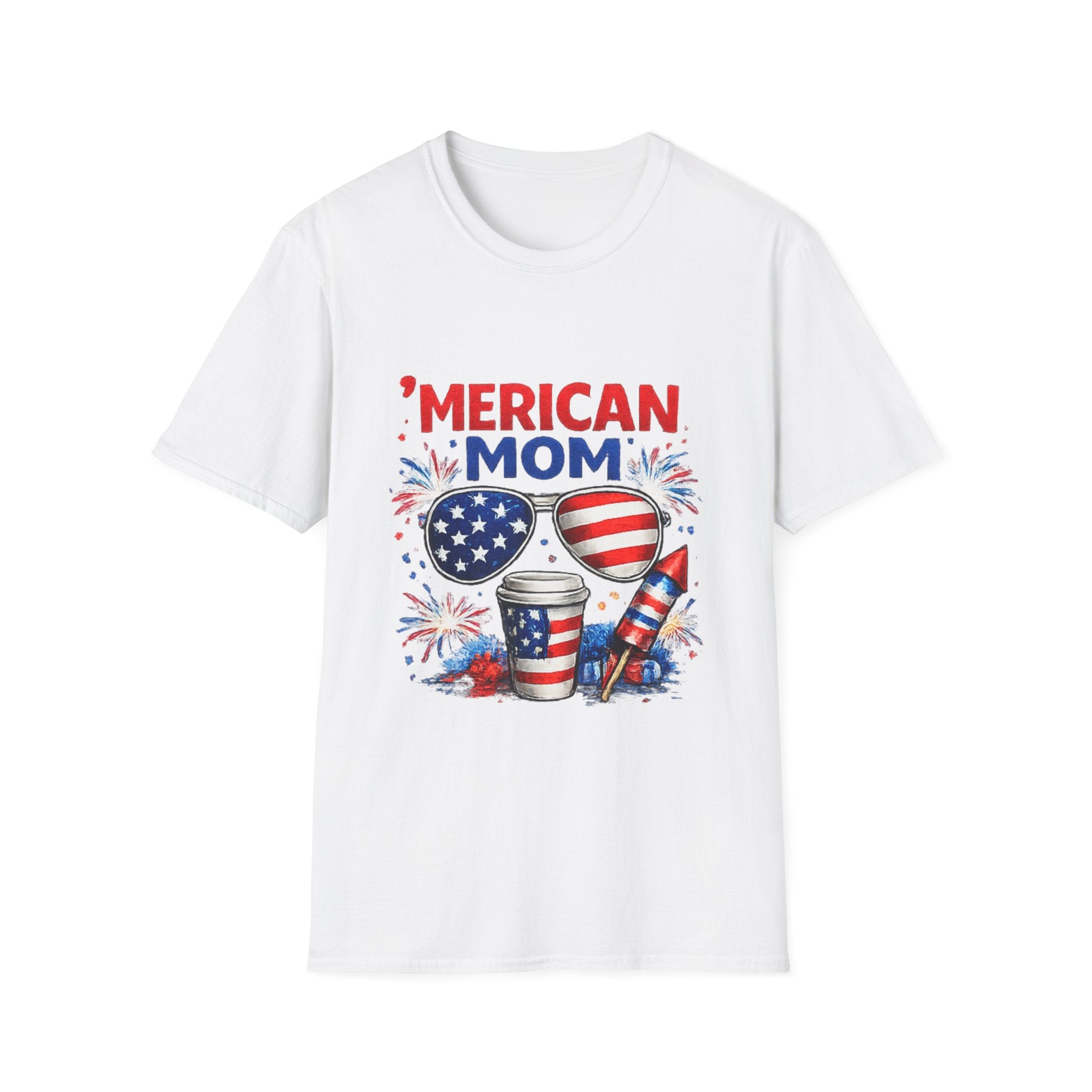 'Merican Mom T-Shirt — Patriotic 4th of July Graphic Tee for Moms