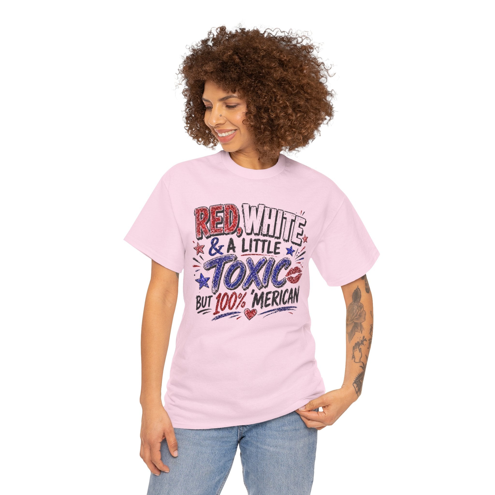 Patriotic 'Red, White & a Little Toxic but 100% Merican' Graphic Tee