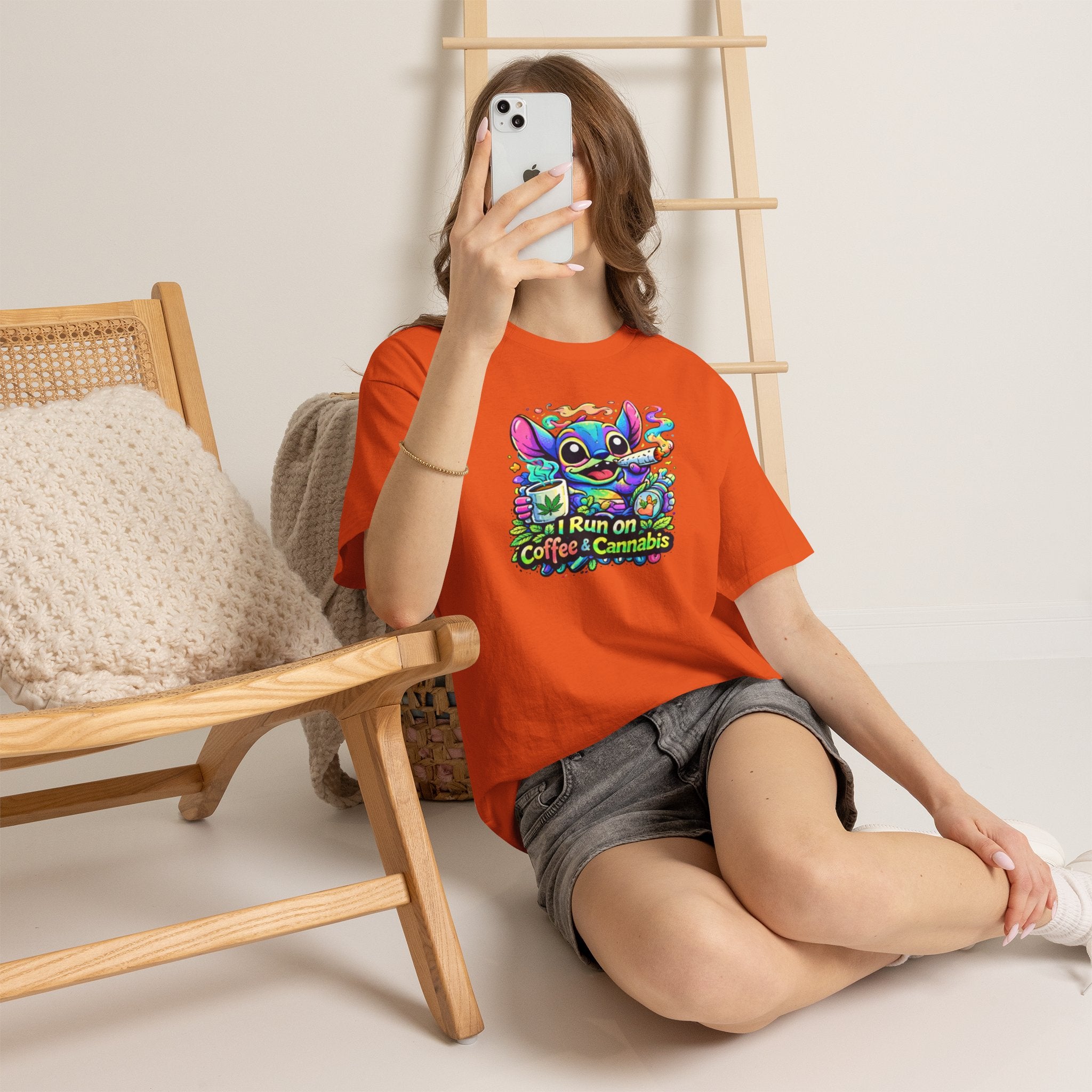 Coffee & Cannabis Tee — 'I Run on Coffee & Cannabis' Cute Stitch Graphic T-Shirt