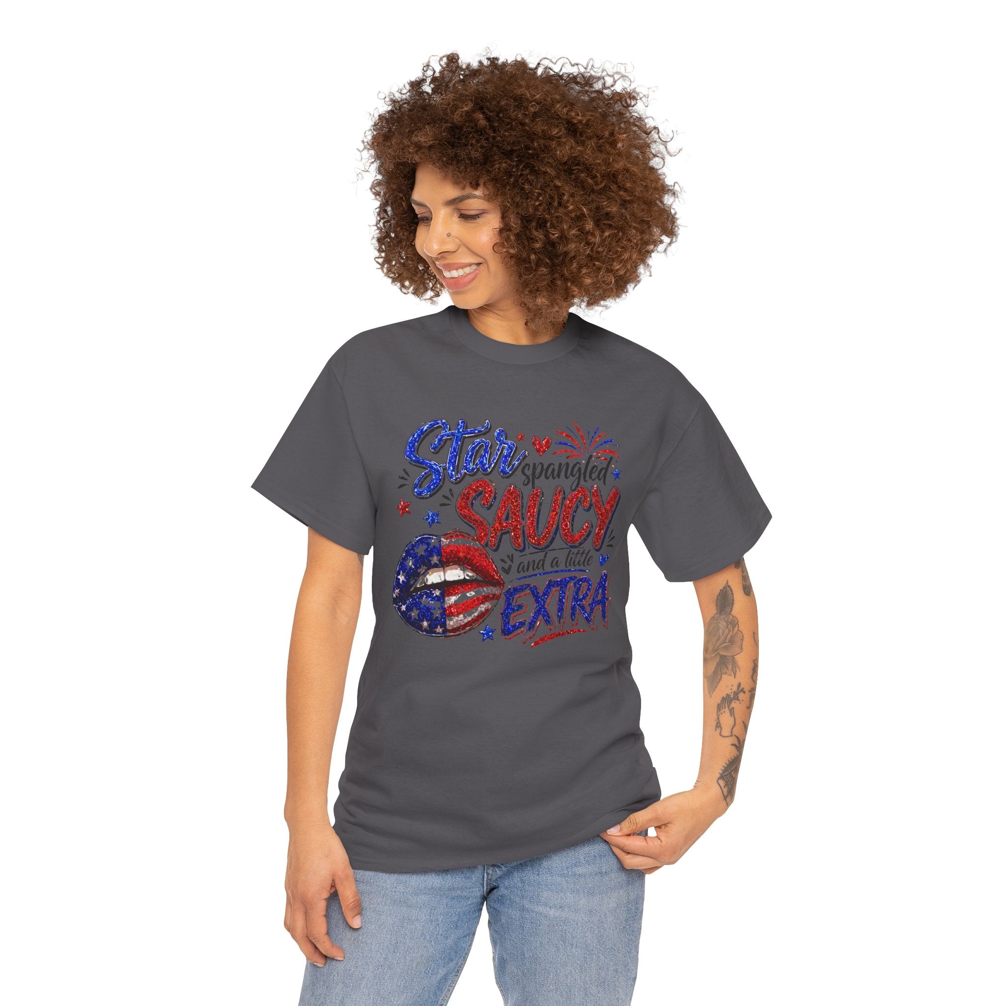 Patriotic “Star-Spangled Saucy & a Little Extra” Tee