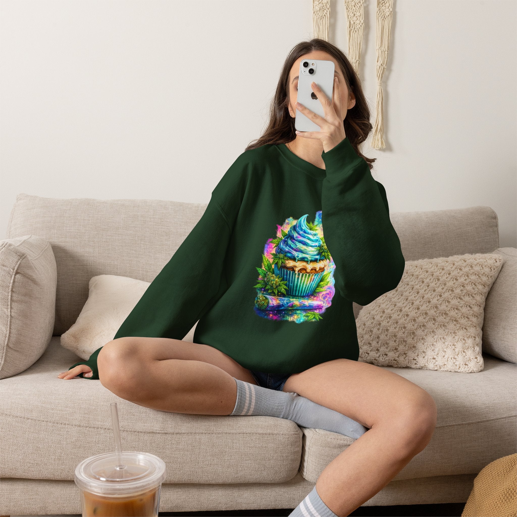 Cupcake Fantasy Sweatshirt – Colorful Psychedelic Bakery Art Crewneck