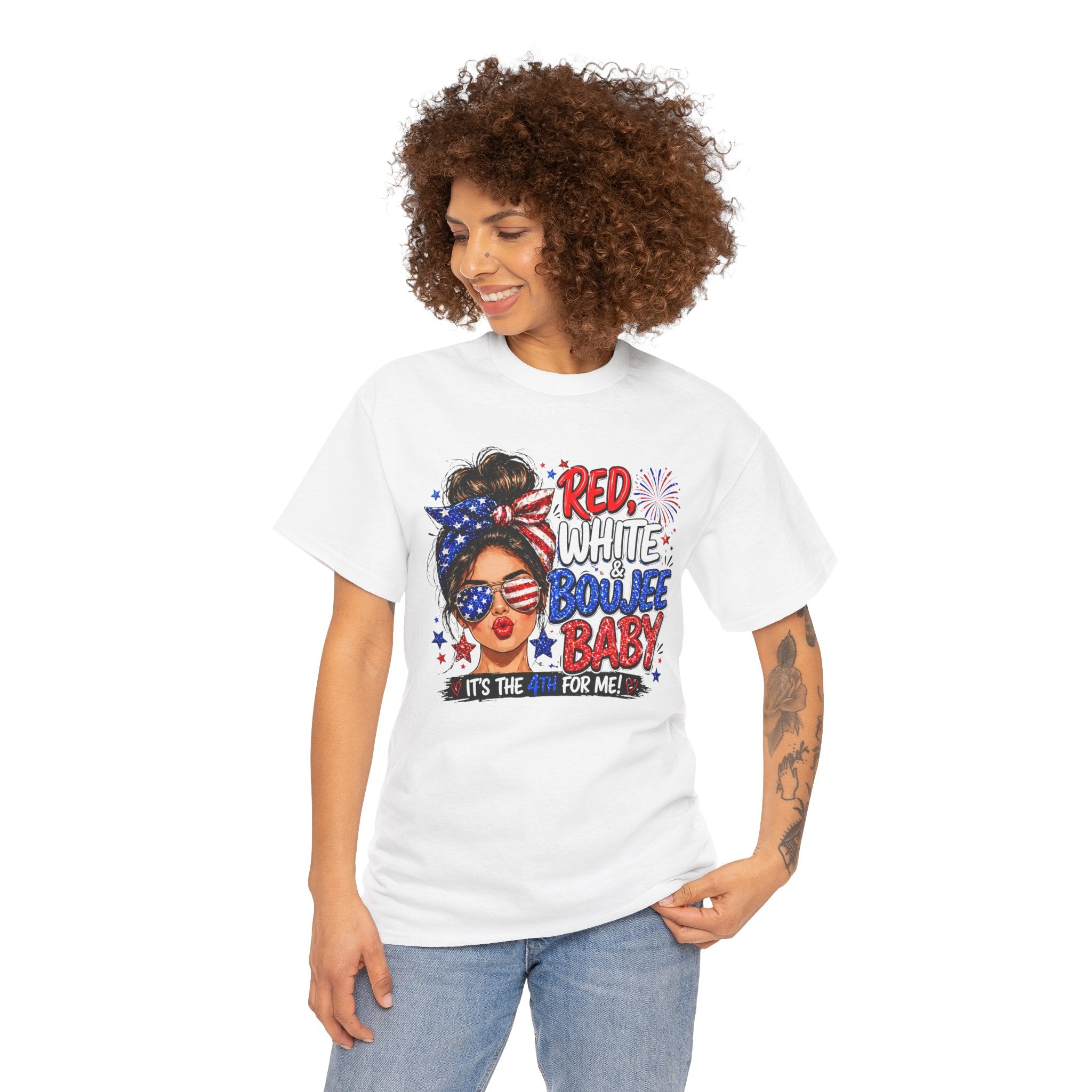 Patriotic 'Red White Boujee Baby' Tee – 4th of July Women's Graphic Shirt