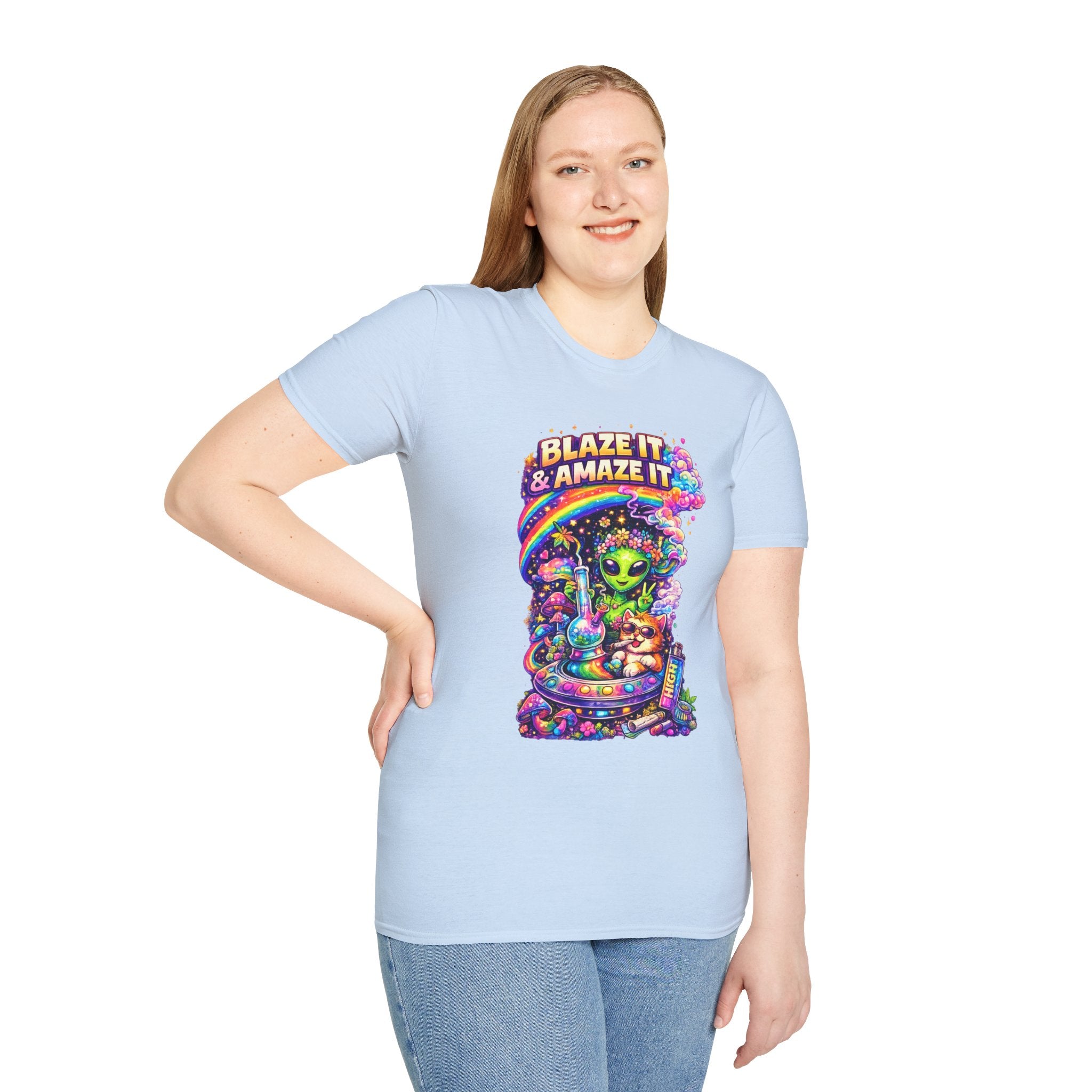 Alien Rainbow Tee - "Blaze It & Amaze It" Psychedelic Graphic T-Shirt