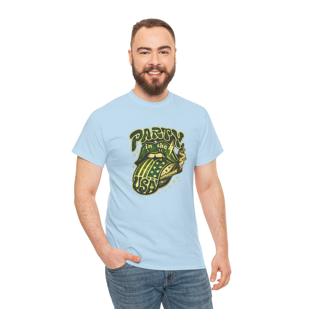 Party in the USA Graphic T-Shirt – Retro Rolling Tongue Design