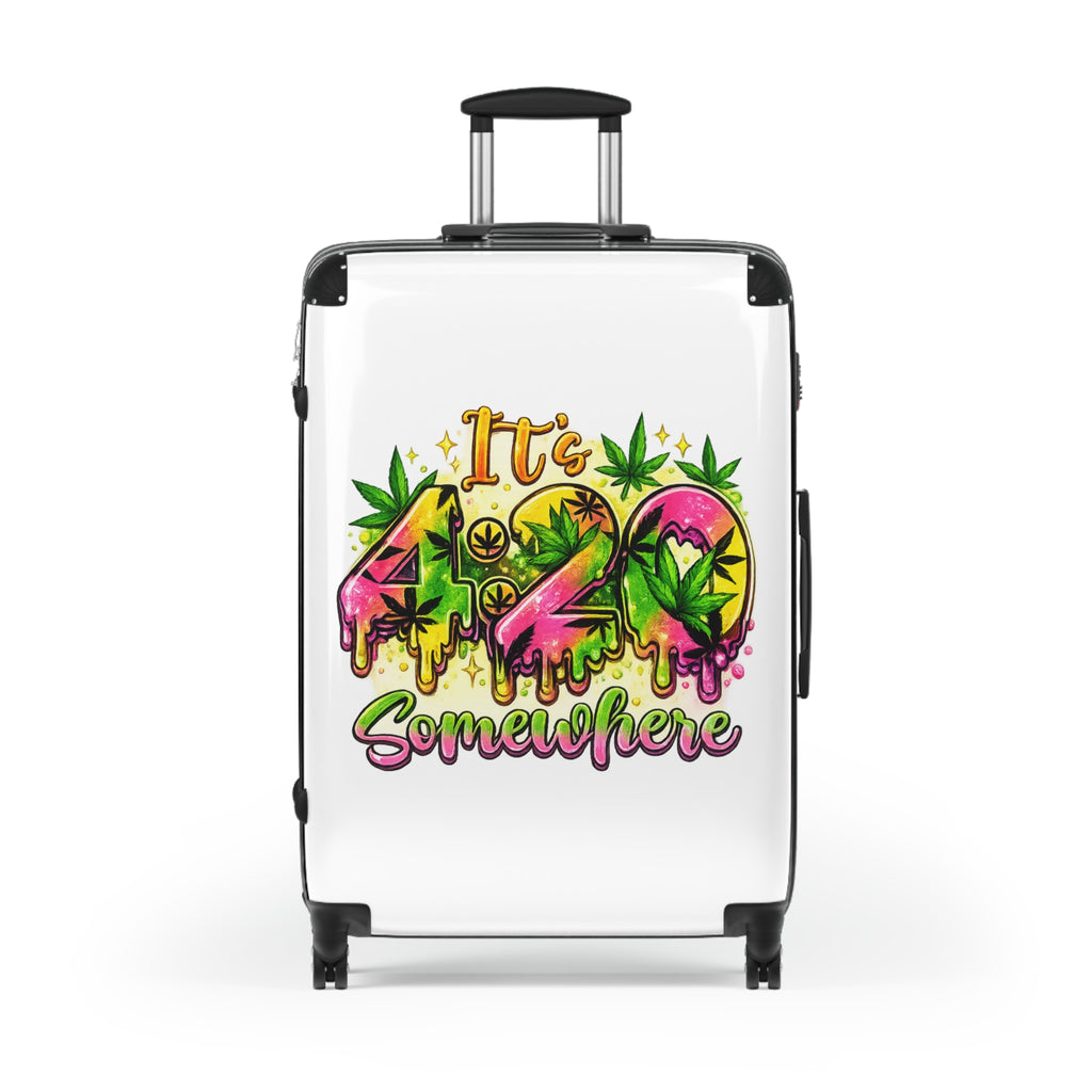 Suitcase — "It's 420 Somewhere" Travel Carry-On with Colorful Cannabis Design