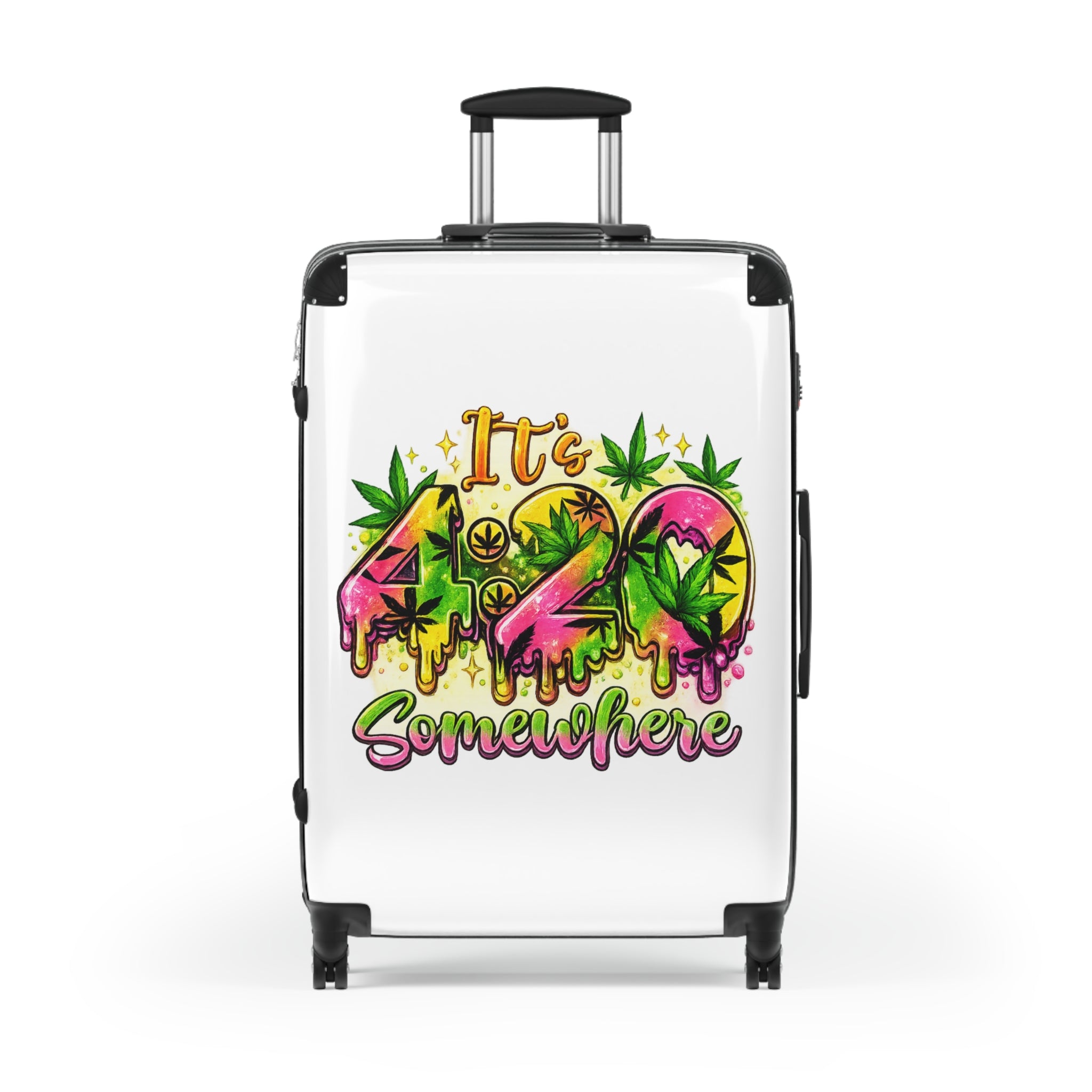 Suitcase — "It's 420 Somewhere" Travel Carry-On with Colorful Cannabis Design