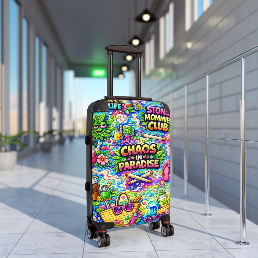 Chaos in Paradise Carry-On Suitcase — Colorful Stoner Mommies Club Travel Luggage