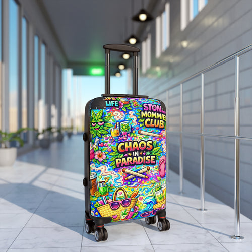Chaos in Paradise Carry-On Suitcase — Colorful Stoner Mommies Club Travel Luggage