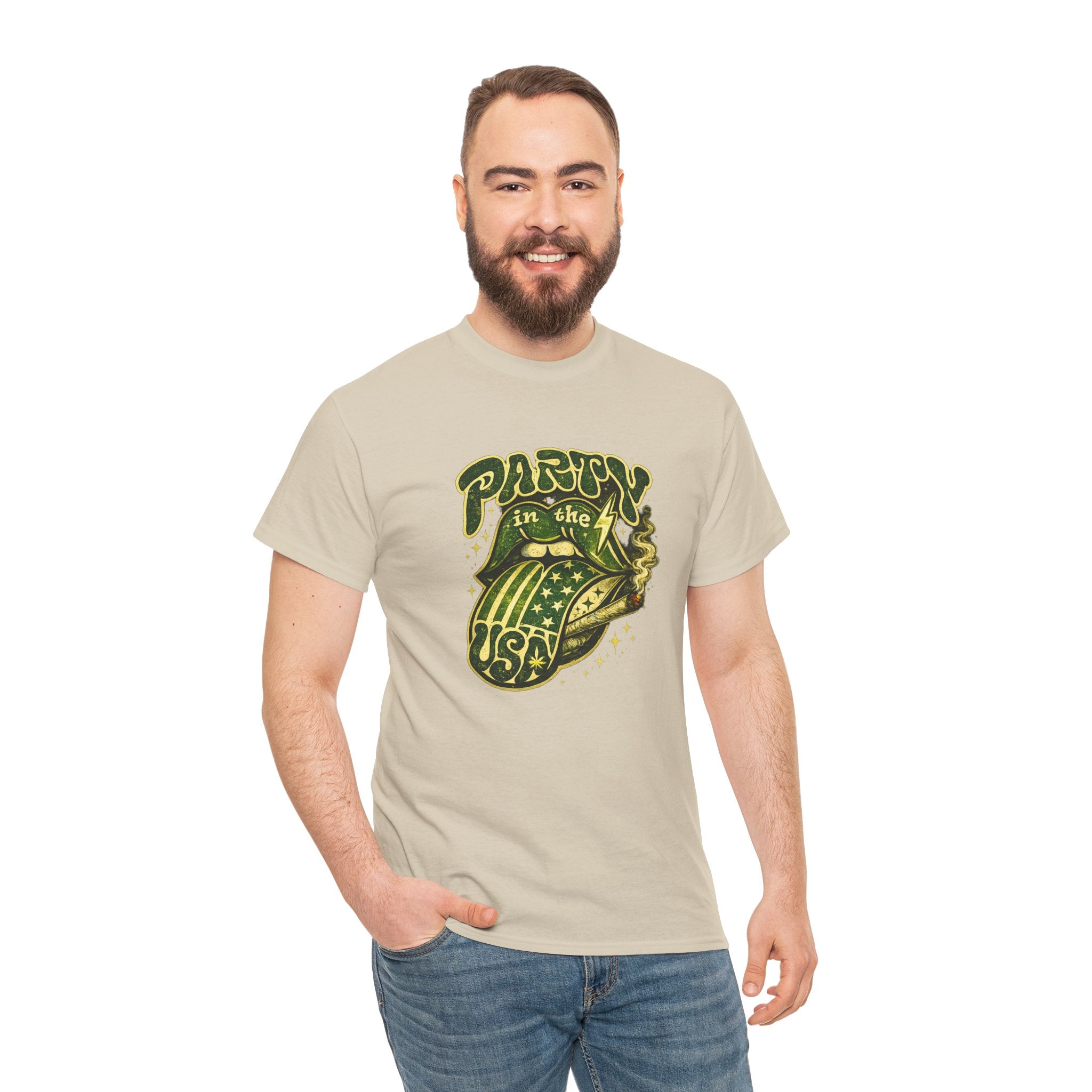 Party in the USA Graphic T-Shirt – Retro Rolling Tongue Design